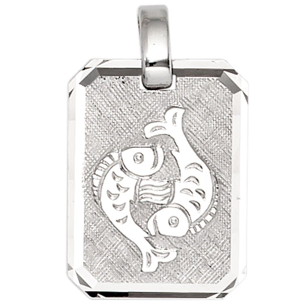 Schmuck Krone Kettenanhänger Silber Silber aus Fische 925 teilmattiert 925 Horoskop, Sternzeichen Anhänger