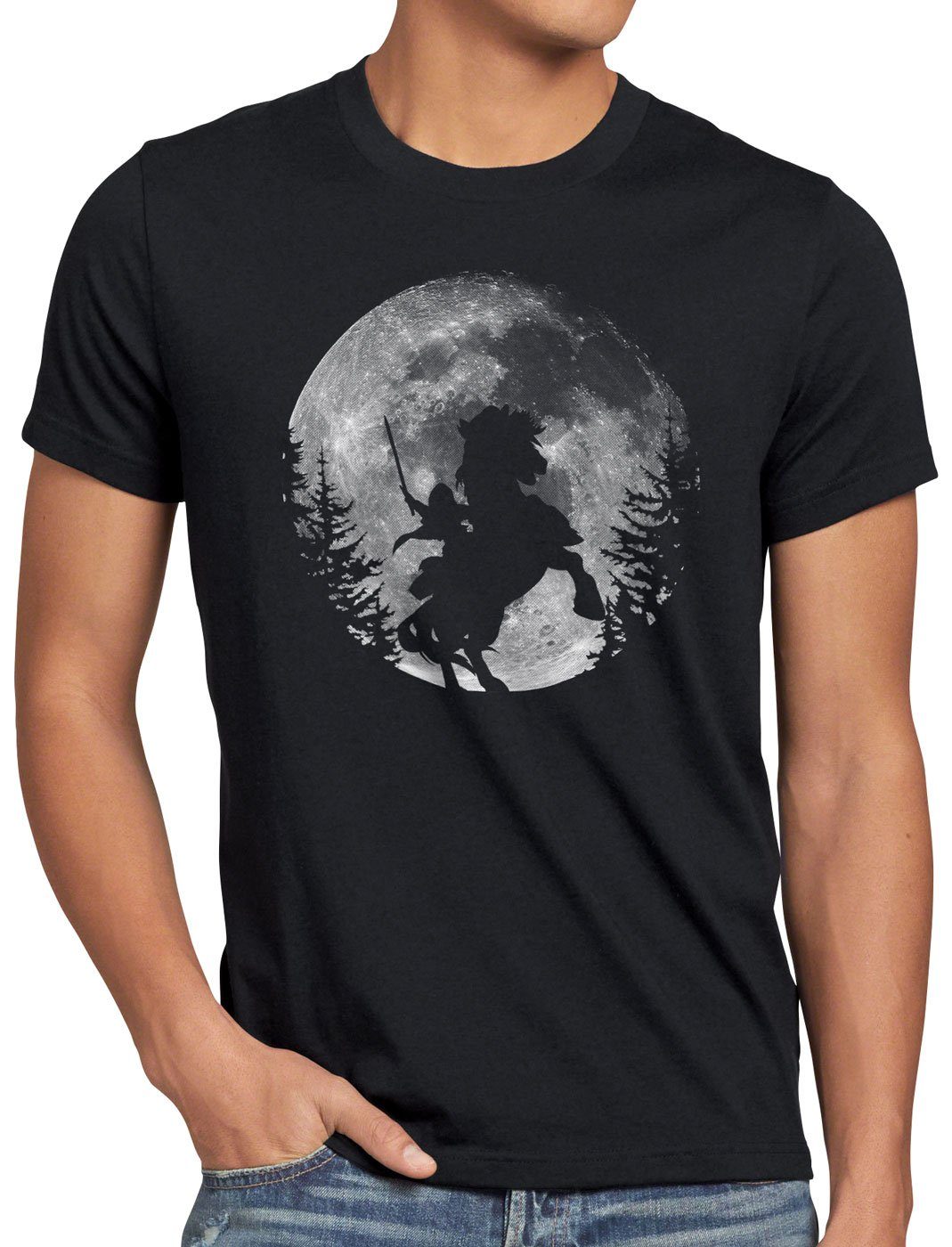ocarina princess twilight style3 Print-Shirt T-Shirt link Epona Mond Herren