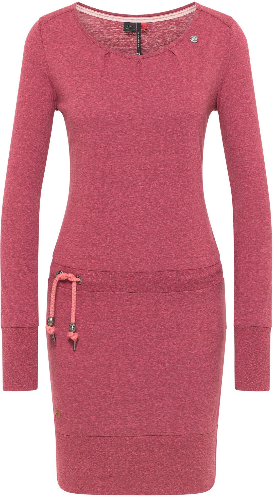 [Die neuesten Artikel im Ausland kaufen] Ragwear Jerseykleid ALEXA 4041 mit kontrastigen rose und Zierperlen-Besatz Kordelzug