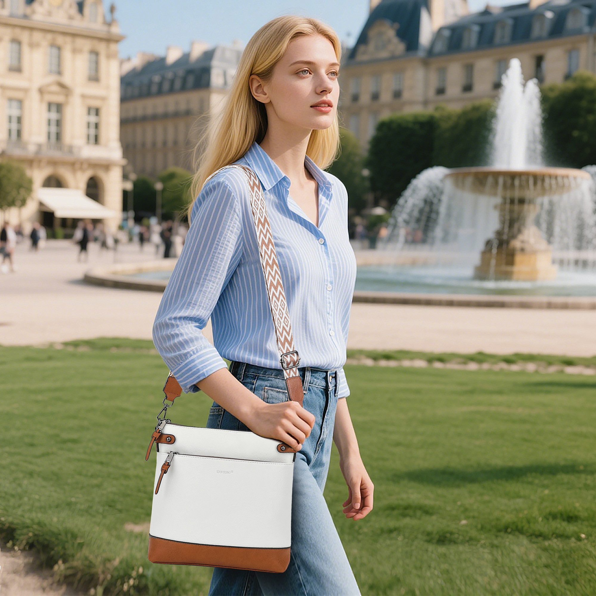 TAN.TOMI Schultertasche Mittel Damen Umhängetasche Crossbody Bag Leicht Tasche Bag, Mit Verstellbar Abnehmbar Breiter Gurt Pendeln Reise Campus