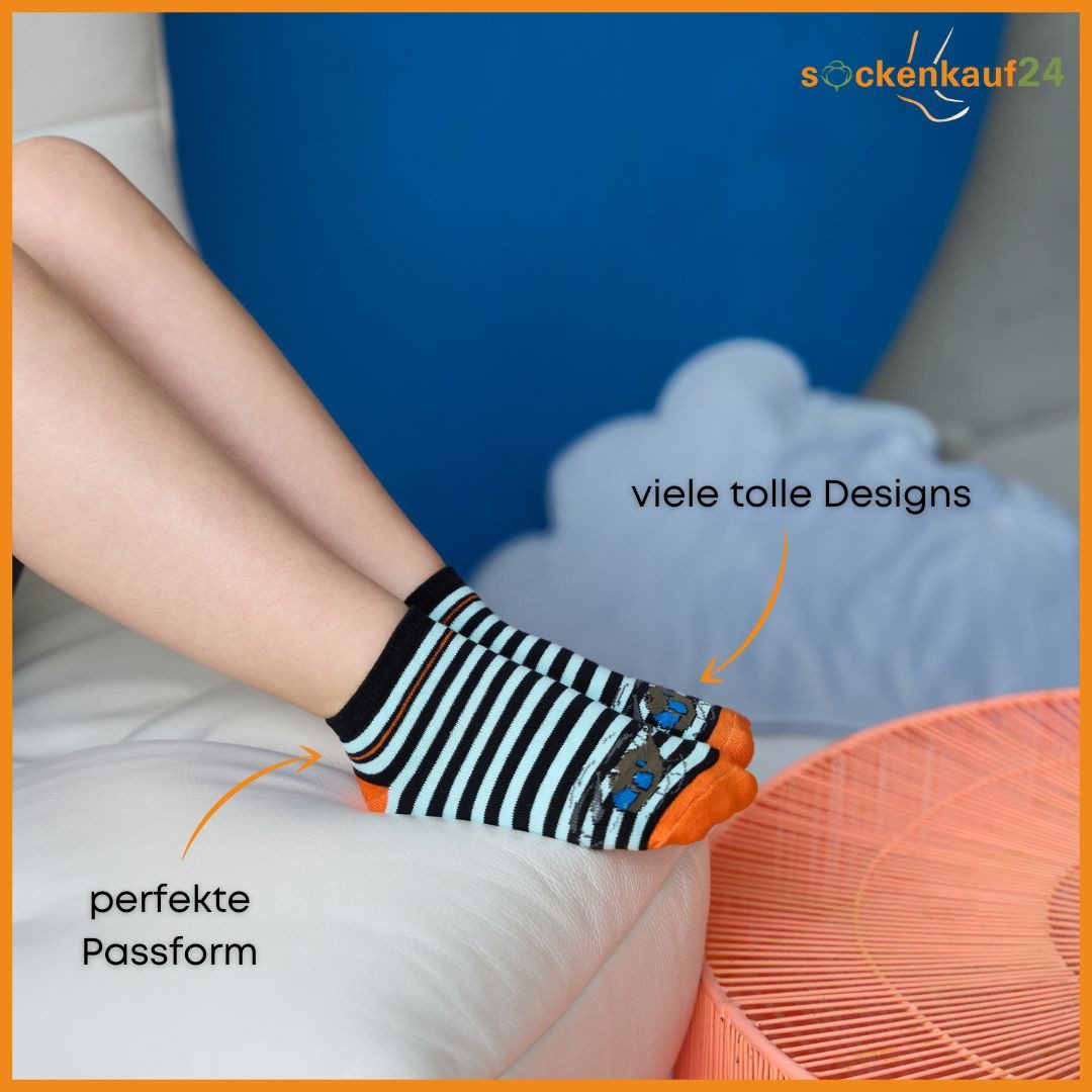 sockenkauf24 Sneakersocken 10 Paar Kinder Sneaker Socken Jungen & Mädchen Baumwolle Kindersocken (56566, 23-26) WP – Bild 3 von 5