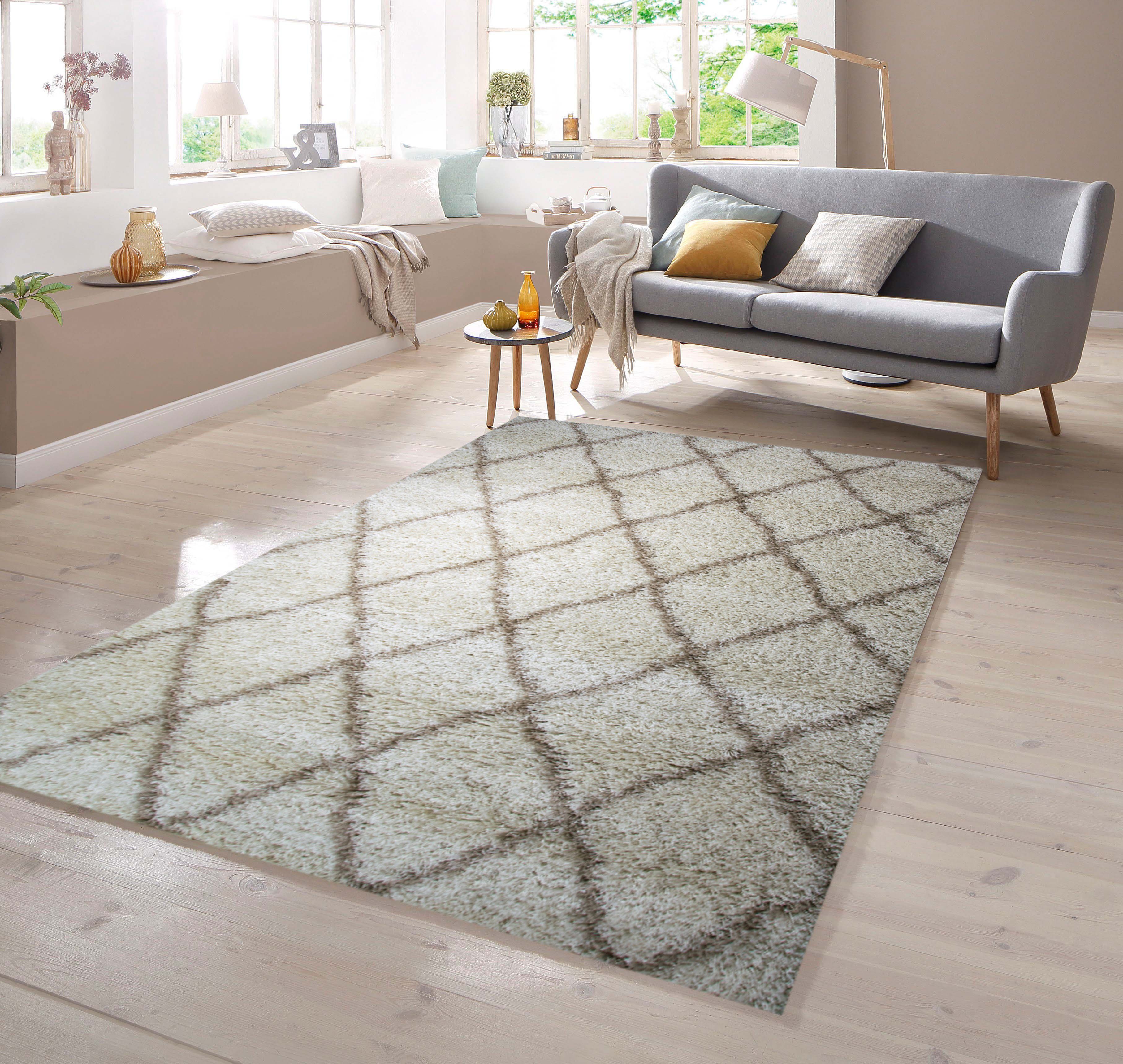 TeppichHome24 Teppich Shaggy Teppich in Creme Beige, rechteckig