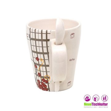 Neuetischkultur Tasse Kaffeebecher mit Löffel Coffeetime 2er-Set, Keramik, Kaffeetasse Kaffeepot