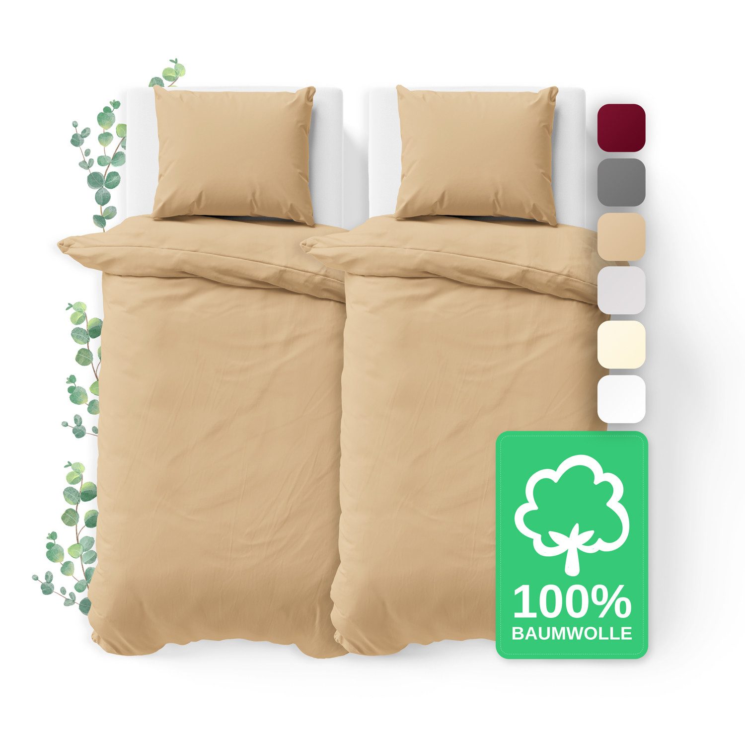 Jacobson Bettwäsche Set - 100% Baumwolle, Perkal, 4 teilig, Erhältlich in den Größen 135x200, 155x220, 200x200, 200x220, 240x220