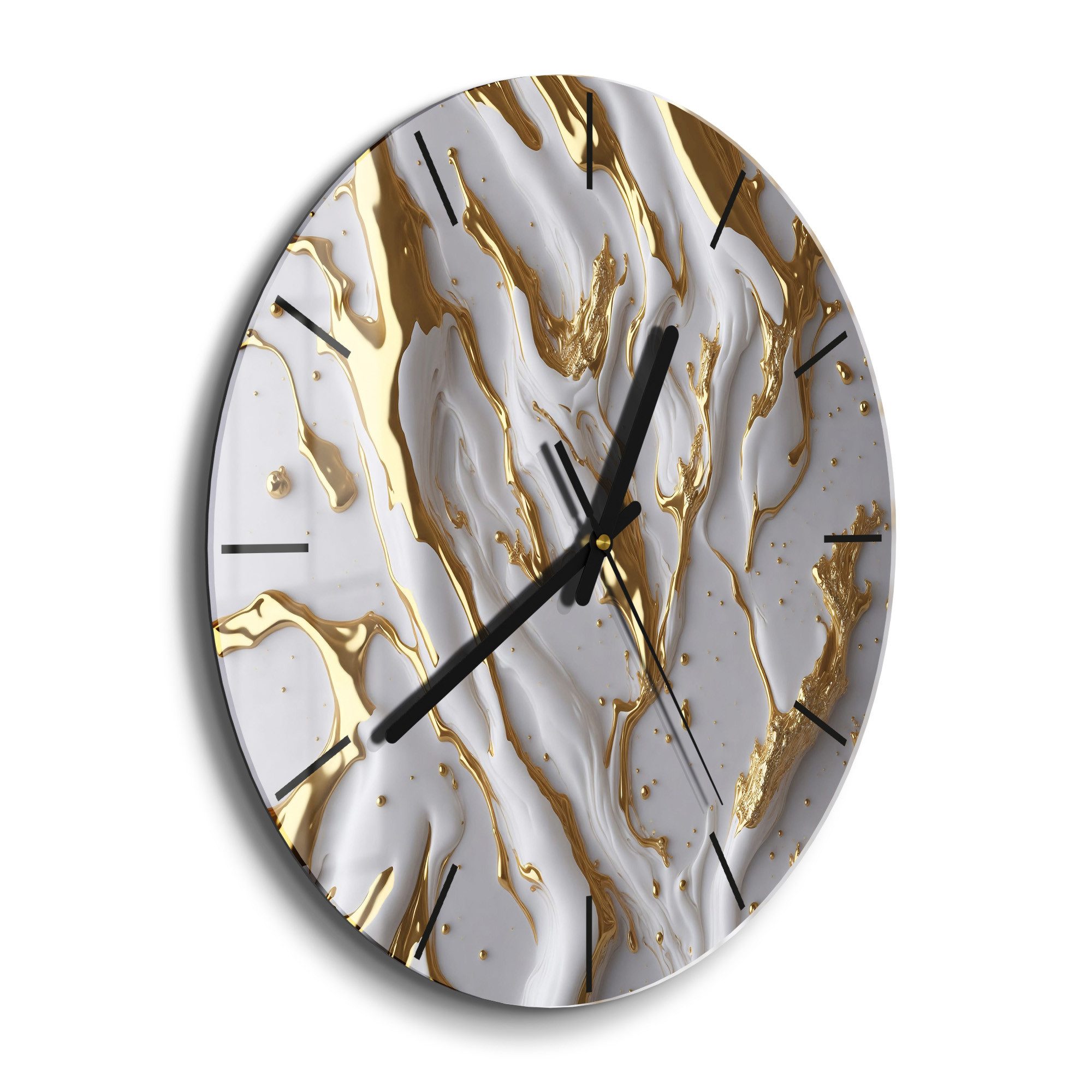 DEQORI Wanduhr 'Goldene Fließkraft' (Glas Glasuhr günstig online kaufen