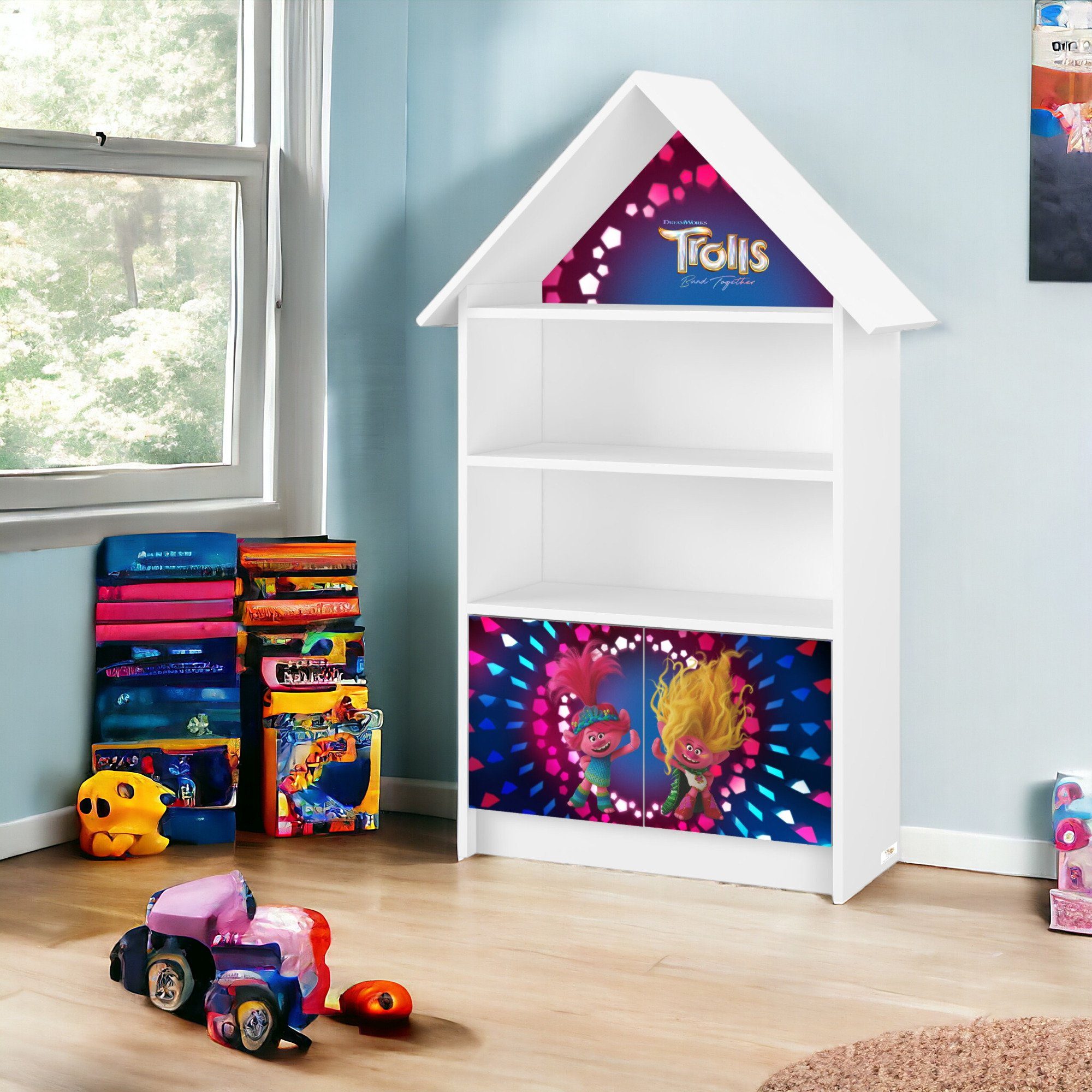 Kinderregal Bücherregal Hausform BabyBoo TROLLS DREAMWORKS Standregal Kinder Regal