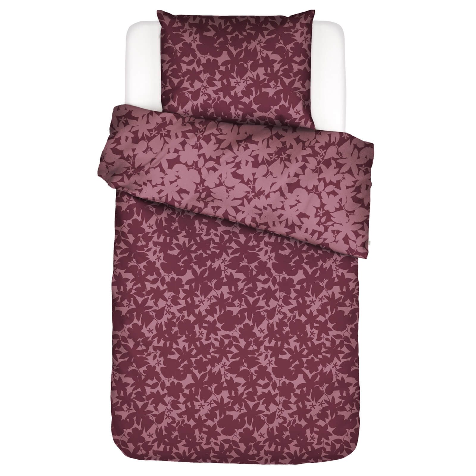 Essenza Bettwäsche Imara Burgundy Flanell, Flanell, 2 teilig, Clematisblüte, Blumen, Silhouetten-Druck