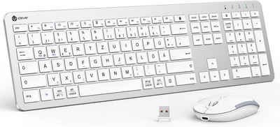 iclever Reaktionsschnelle und Tasten mit niedrigem Profil Tastatur- und Maus-Set, Wiederaufladbarer Batterie,Reaktionsschnellen Tasten,Einstellbarer DPI