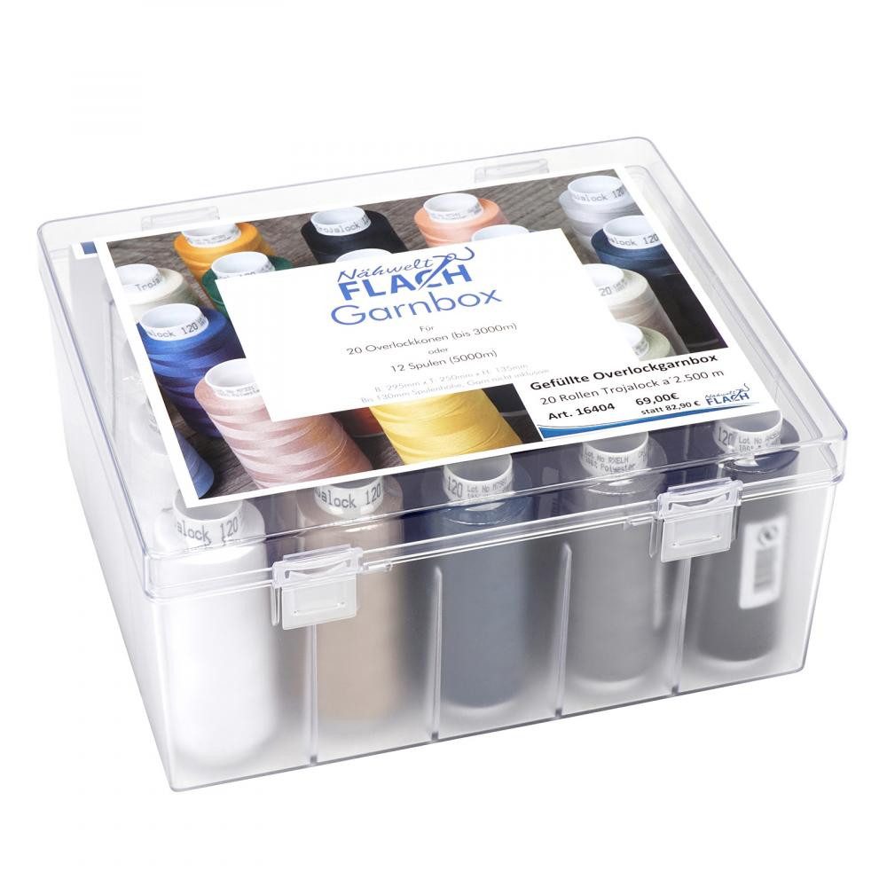 Amann - Trojalock Acryl-Garnbox (gefüllt mit 20 Konen/ 2.500 m) Nähgarn