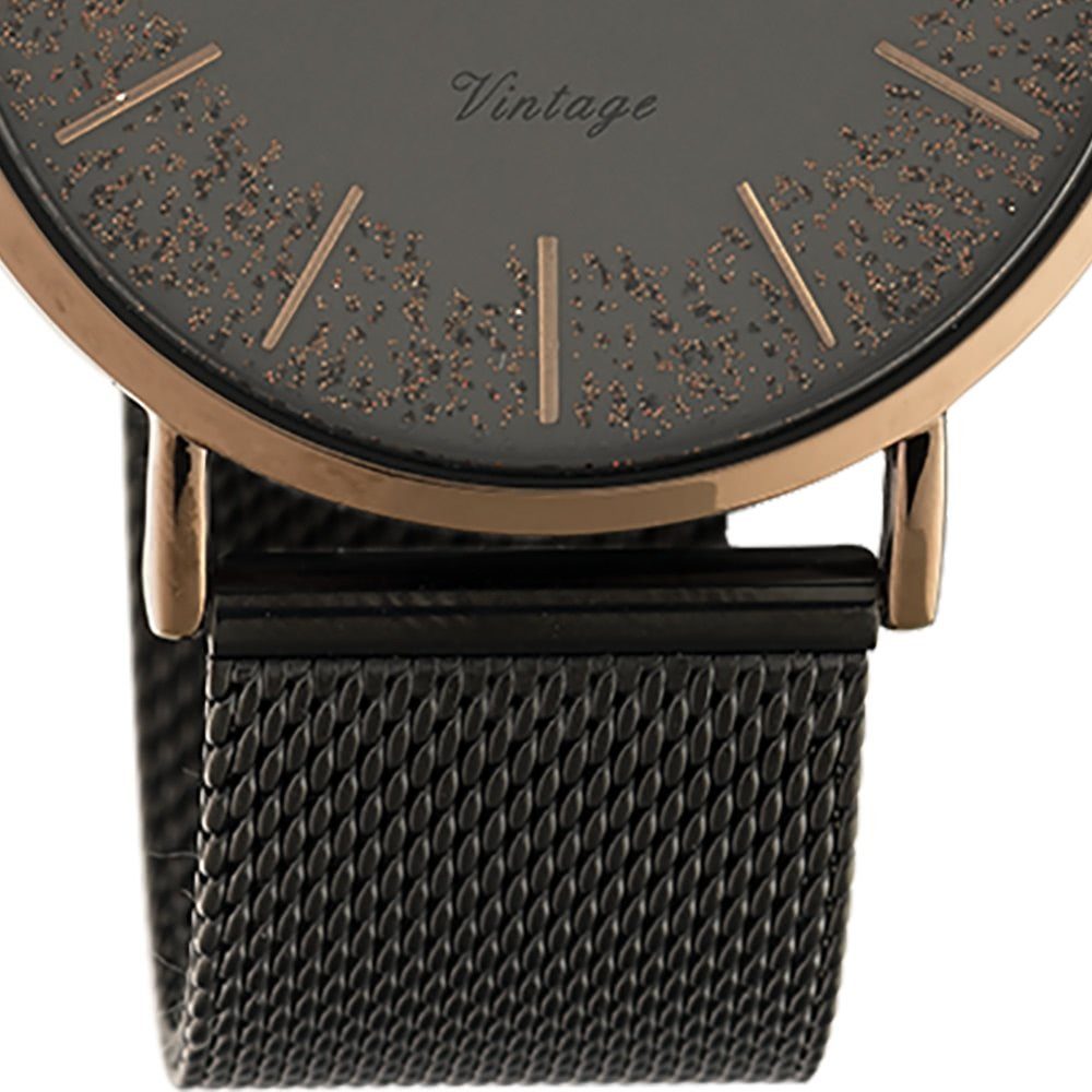 OOZOO Quarzuhr Oozoo Damen Armbanduhr schwarz Analog, (Analoguhr), Damenuhr rund, groß (ca. 40mm) Edelstahlarmband, Casual-Style