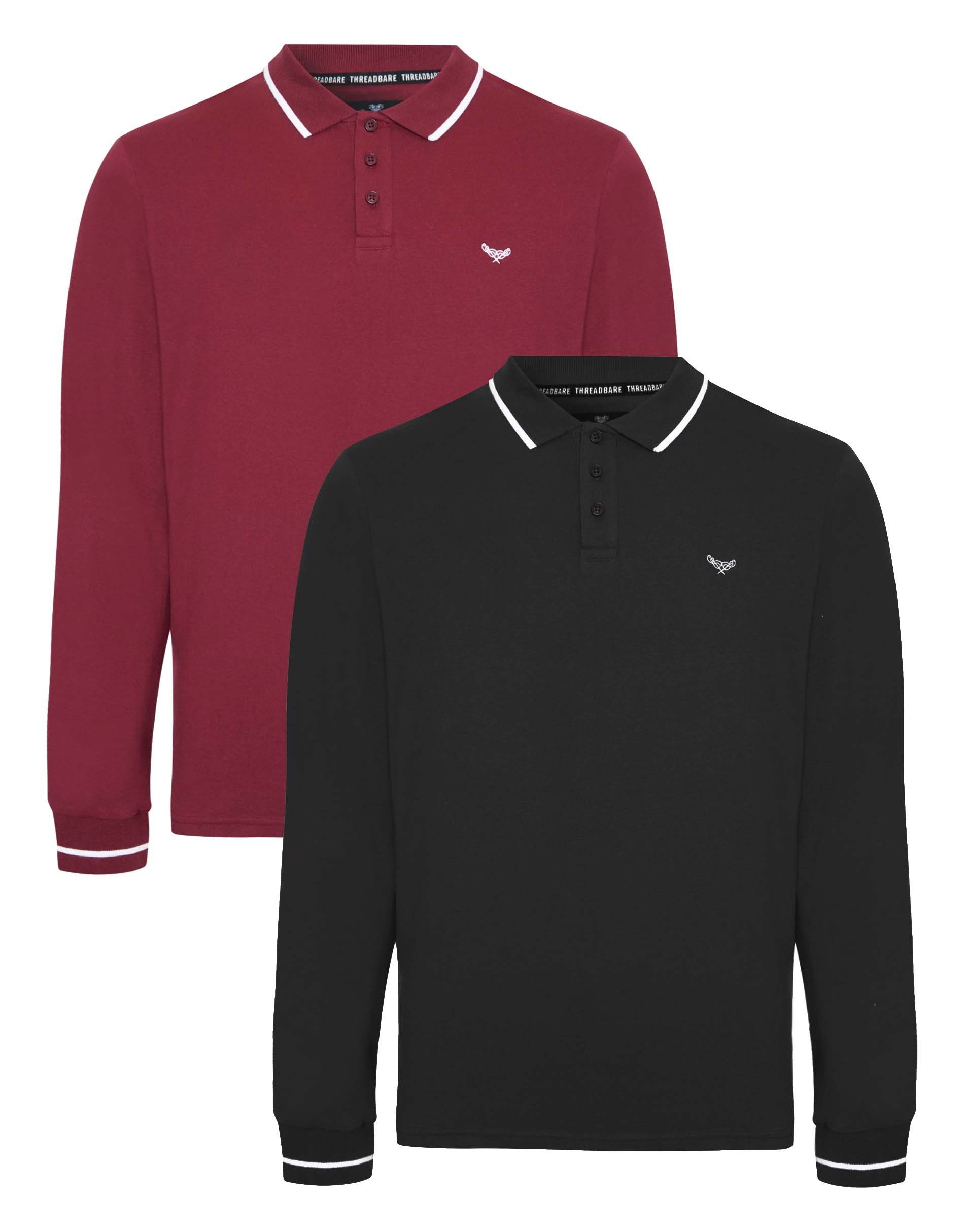 Polo Threadbare 2 Langarm-Poloshirt (2-tlg) Pack