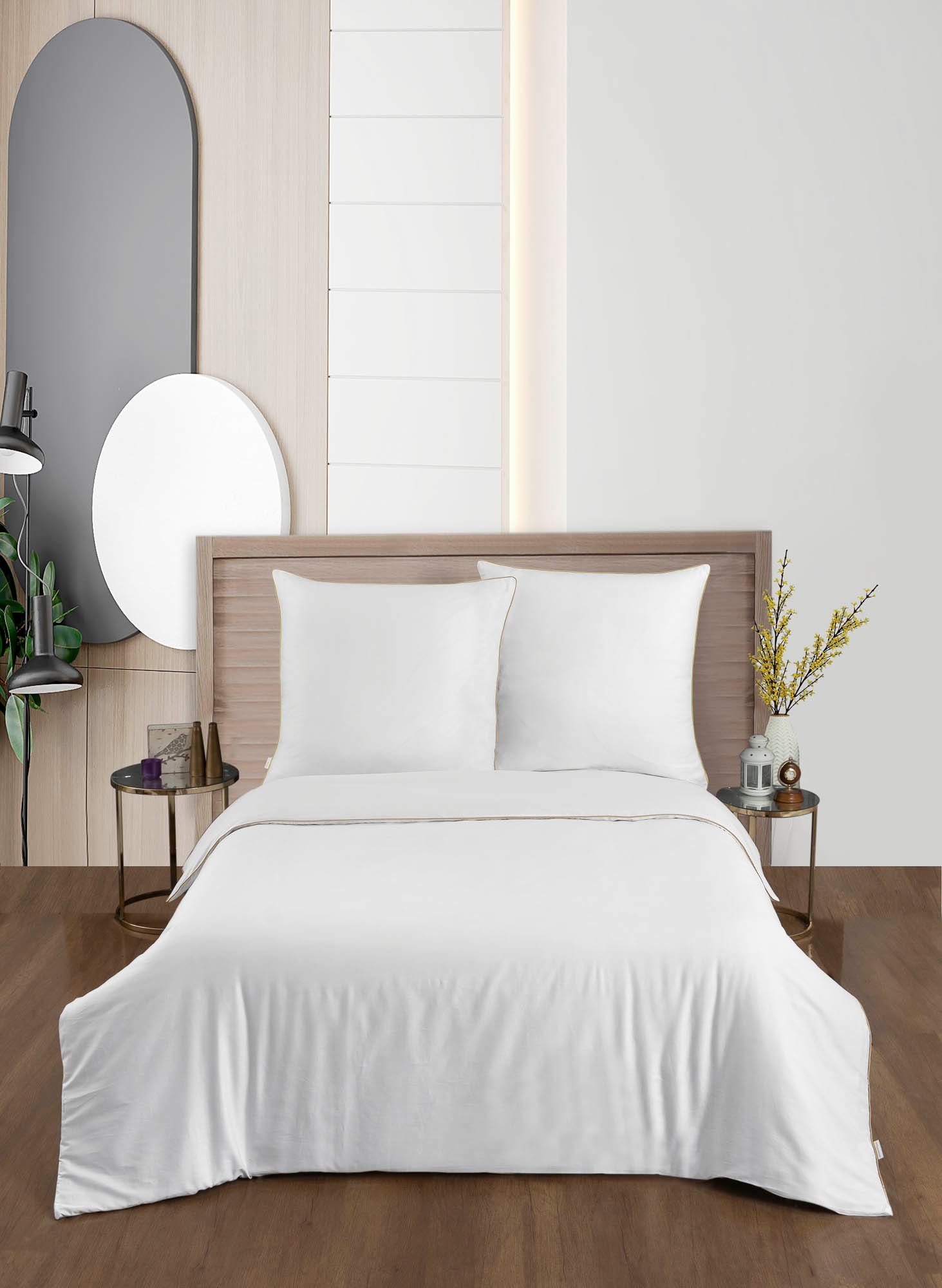 Aymando Bettwäsche Luxor White, 100% Baumwolle Mako Satin, 2 teilig, Saum u günstig online kaufen