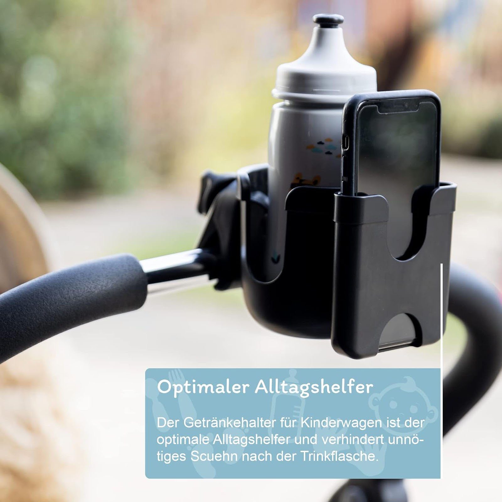 Kinderwagen-Getränkehalter mit Telefonhalter für Fahrrad