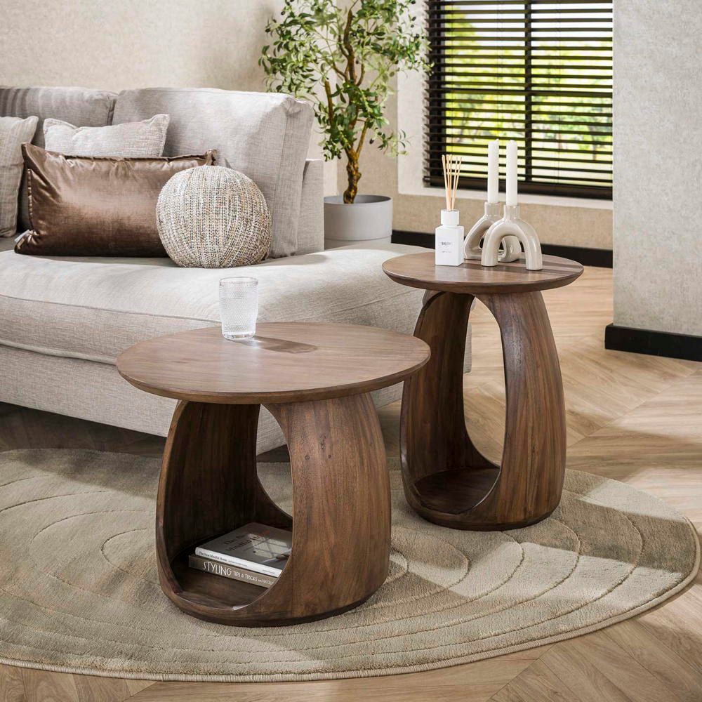 RINGO-Living Couchtisch RINGO-Living Beistelltisch Florent aus Akazienholz in Natur-dunkel