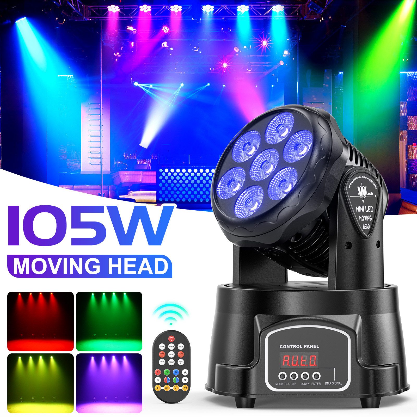 ZonQoonz Discolicht 105W LED Moving Head Bühnenlicht Fernbedienung für Party Hochzeit DJ