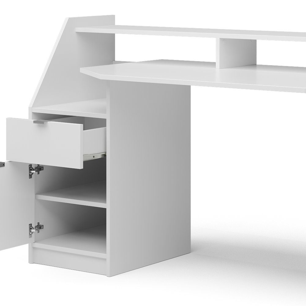 Groß Schreibtisch PC-Tisch JOEL Gamingtisch Weiß Computertisch Vicco