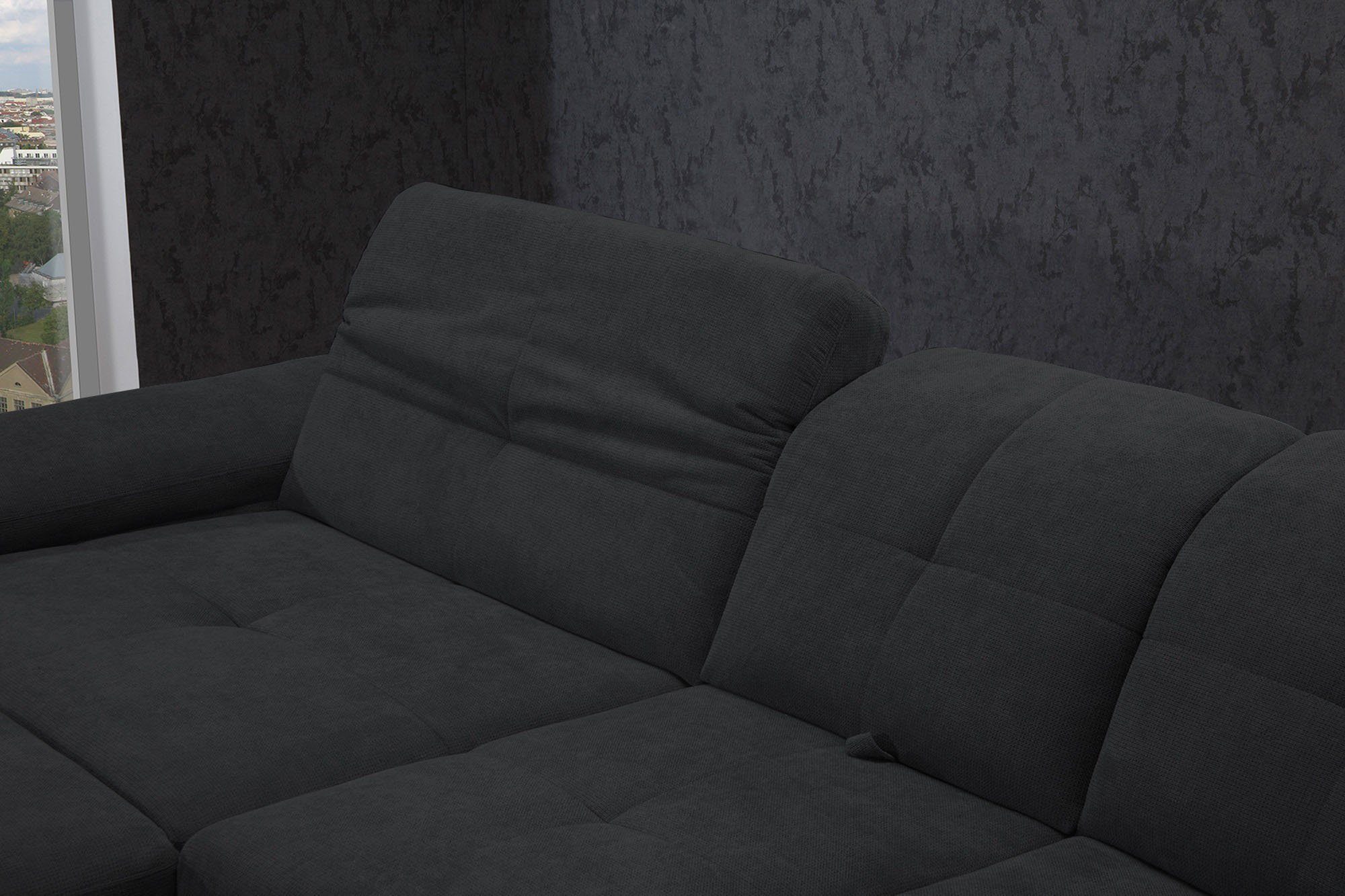 alina Ecksofa Tessa, wahlweise Sitztiefenverstellung, XBO mit Bettkasten und inkl. 10 schwarz Bettfunktion