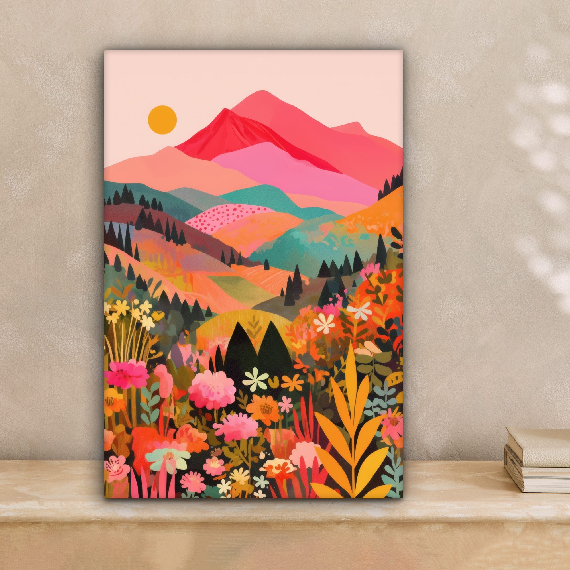 OneMillionCanvasses® Leinwandbild Sonnenuntergang - Bergtal - günstig online kaufen