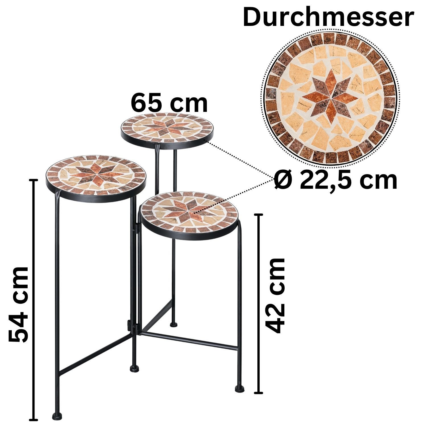 Mosaik-Meister Blumenhocker Mosaik Beistelltisch Balkon Metall Pflanzenregal Blumenständer (0 St)