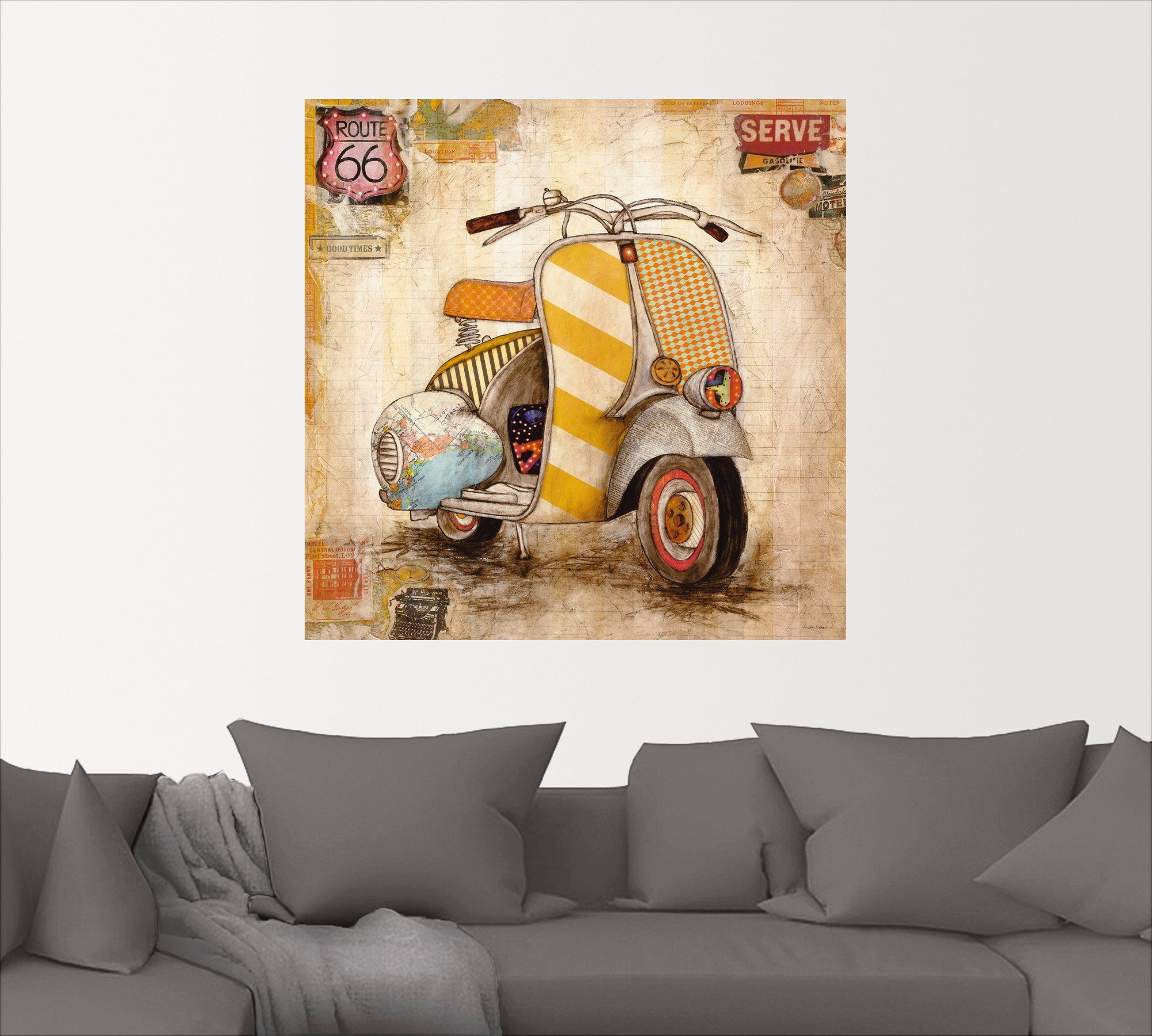 (1 Leinwandbild, Motorräder I, oder Poster Artland herum als Wandbild versch. Größen Drum Roller St), in & Wandaufkleber