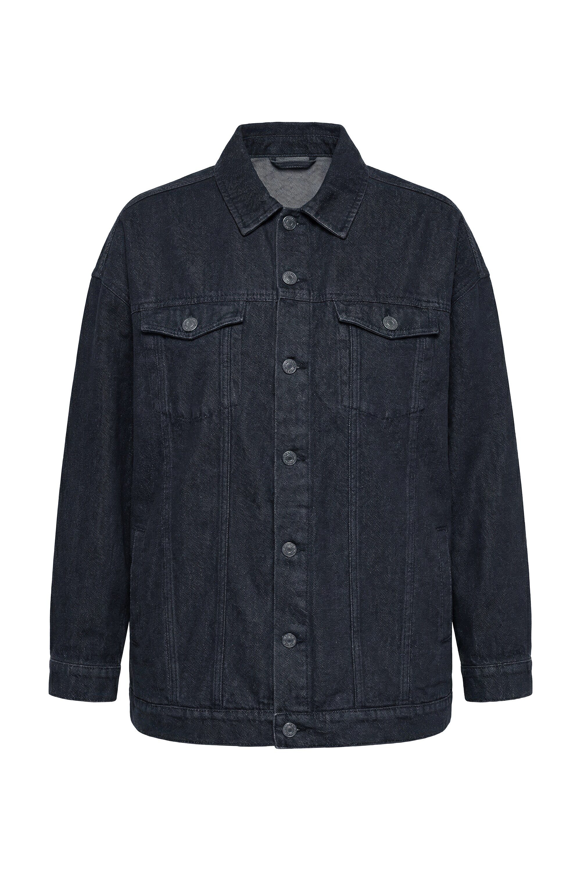 Studio Untold Jeansjacke Jeansjacke Boxy Shape Rücken-Stick Langarm günstig online kaufen