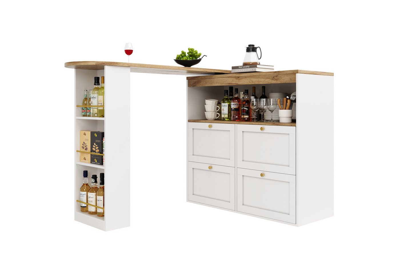 i@home Sideboard mit drehbare Bartisch und Arbeitstisch (geeignet für Esszimmer/Arbeitszimmer/Wohnzimmer, 1 Set), Bis 60 kg belastbar, 138 cm – 105 x 39 x 102 cm, Schwarz
