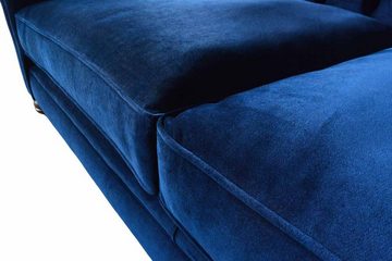 JVmoebel Chesterfield-Sofa 3-SITZER PLÜSCH DUNKELBLAU SAMT CHESTERFIELD HANDGEFERTIGTES SOFA