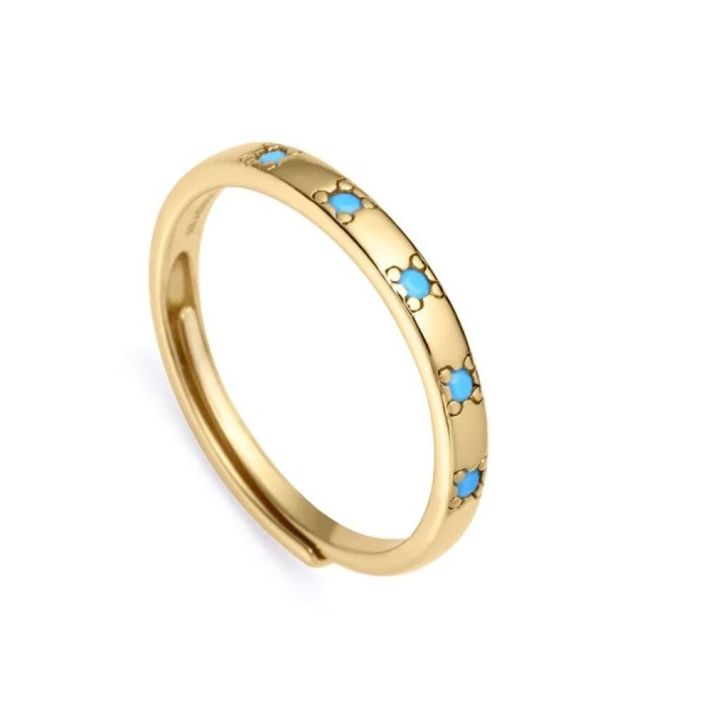 Viceroy Fingerring Vergoldeter Ring mit blauen Zirkonen Trend 9119A01 53 mm