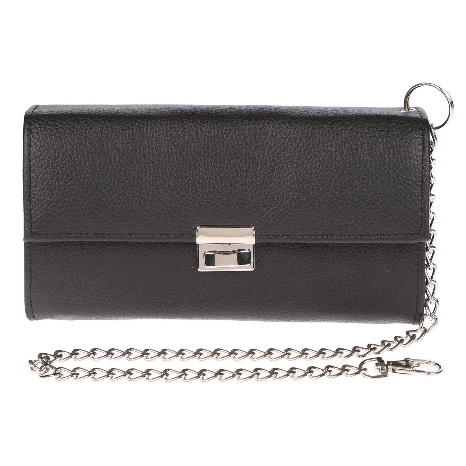 Christian Wippermann Umhängetasche Große Leder Optik Gastro Herren Damen Kellnerbörse, Portemonaie Schwarz mit Kette