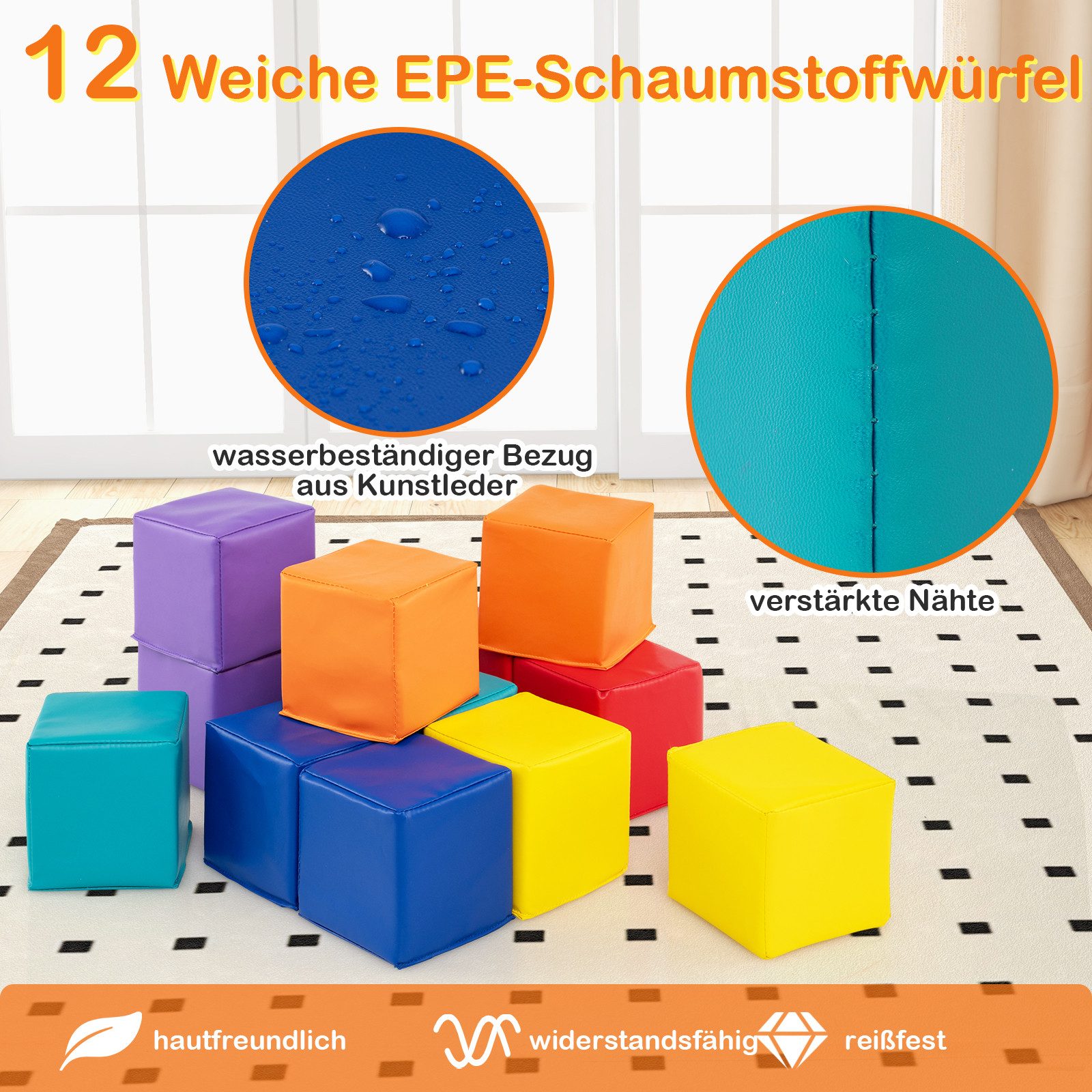 COSTWAY Spielbausteine, (12 St), Schaumstoff Softbausteine für kinder