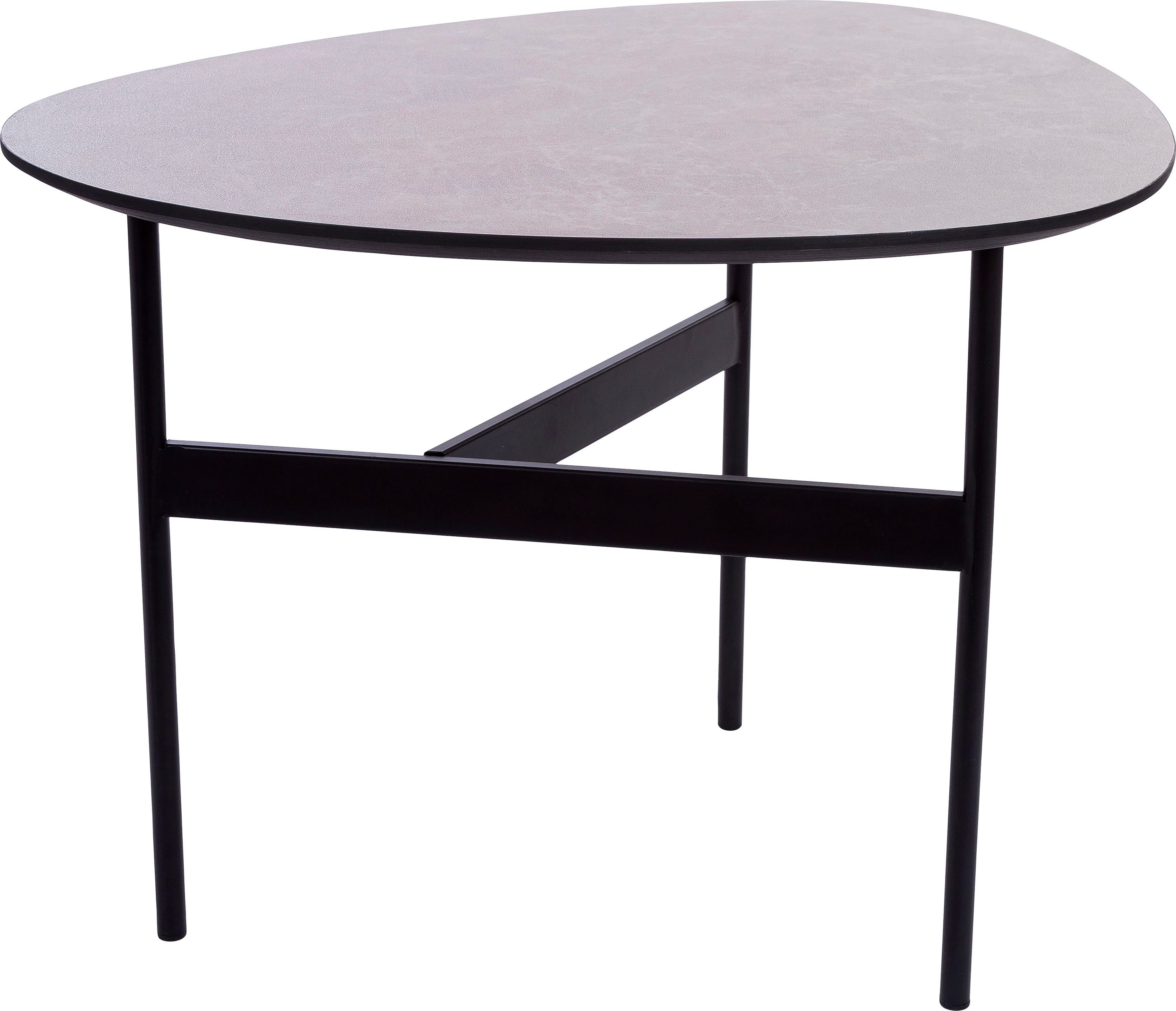 Home affaire Beistelltisch, Tischplatte, Oval, 3 lackierter Gestell grau Bein Beistelltisch