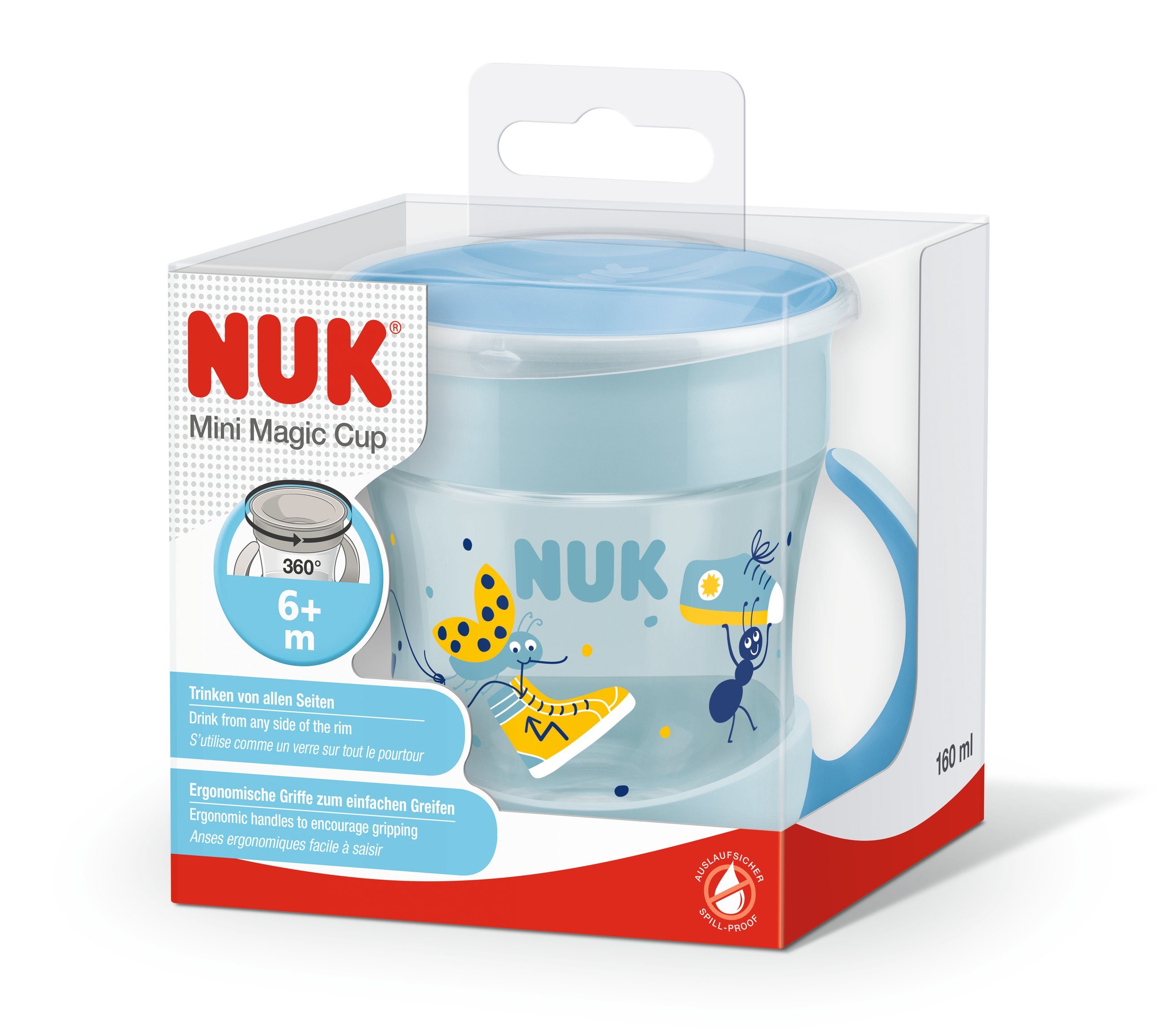 NUK Babyflasche NUK Mini Magic 10255605, Cup 160ml 1 ab 6 Monaten, Stück, Blau