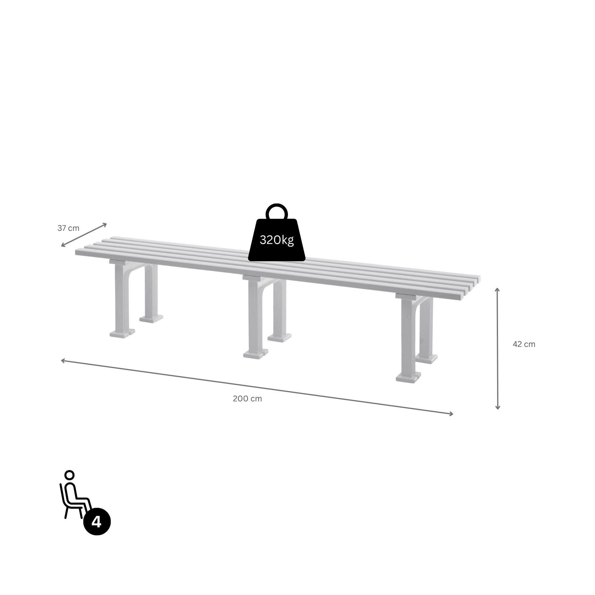 PROREGAL® Gartenbank KUBA aus Kunststoff Parkbank Sitzbank Garten Balkon Terrasse