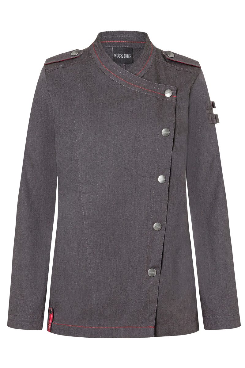 Karlowsky Fashion Kochjacke KARLOWSKY Damen Kochjacke Denim-Style ROCK-CHEF®-Stage2 Schwarz