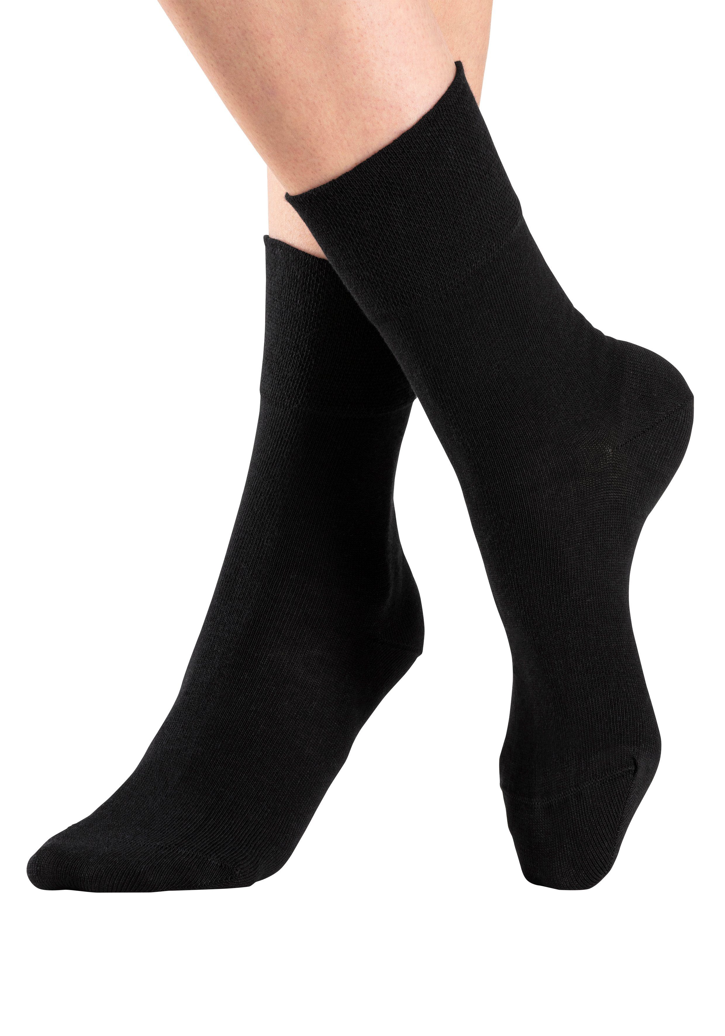 H.I.S Socken Damen Herren Basic Socken (Packung, 6-Paar, unisex Gr. 35-38 bis 43-46) mit Komfortbund auch für Diabetiker geeignet