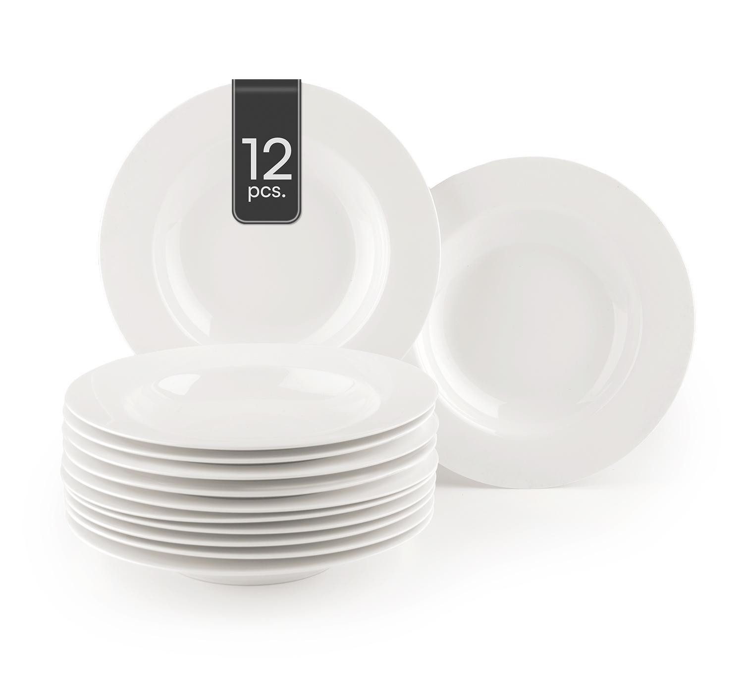 Home4You Suppenteller, Ø 21,5 cm, Bone China, Spülmaschinenfest, (12 St)