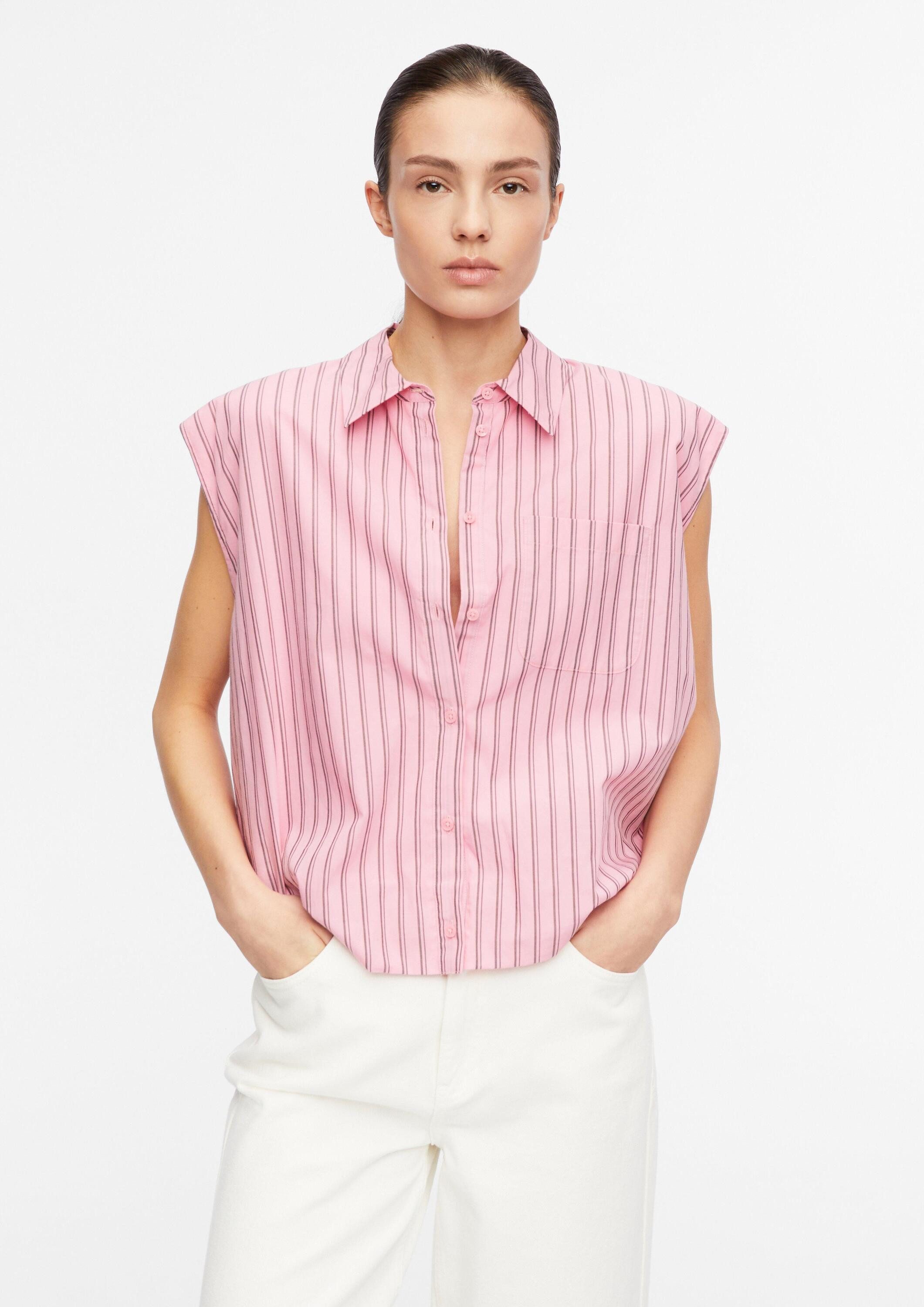 comma Blusentop Bluse Ärmellose Bluse mit Ballon-Saum