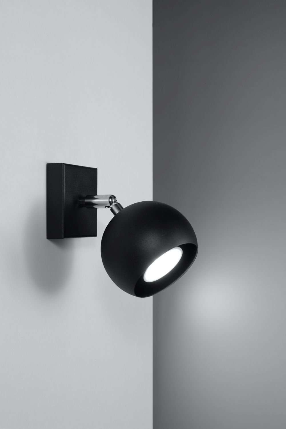 Licht-Erlebnisse Wandstrahler FAVONIA, ohne Leuchtmittel, Schwarz Wandlampe rund GU10 klein Retro Design Ø15cm Küche
