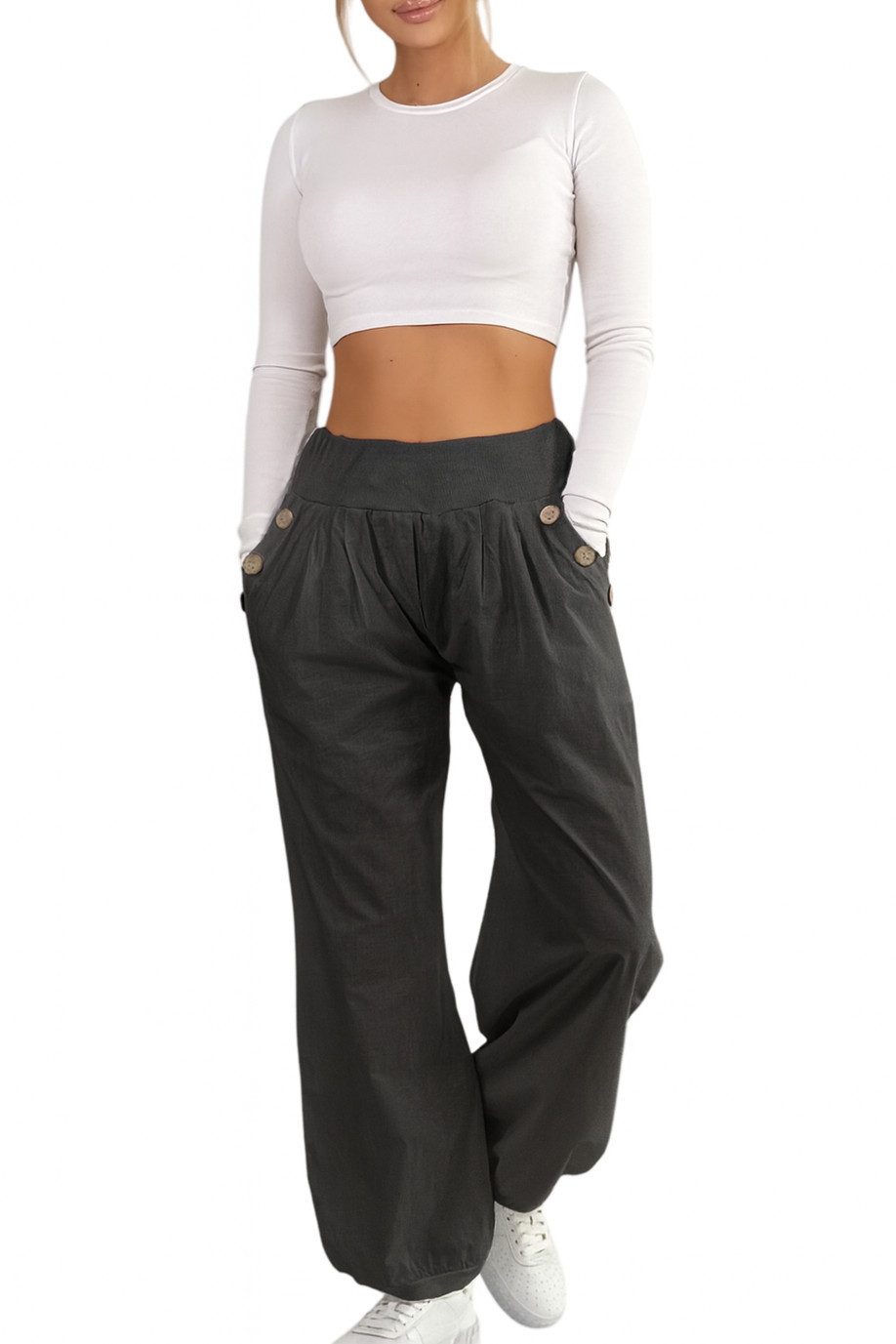 Haremshose Damen Baumwolle Aladinhose Unifarbe Hose Sommerhose M.297