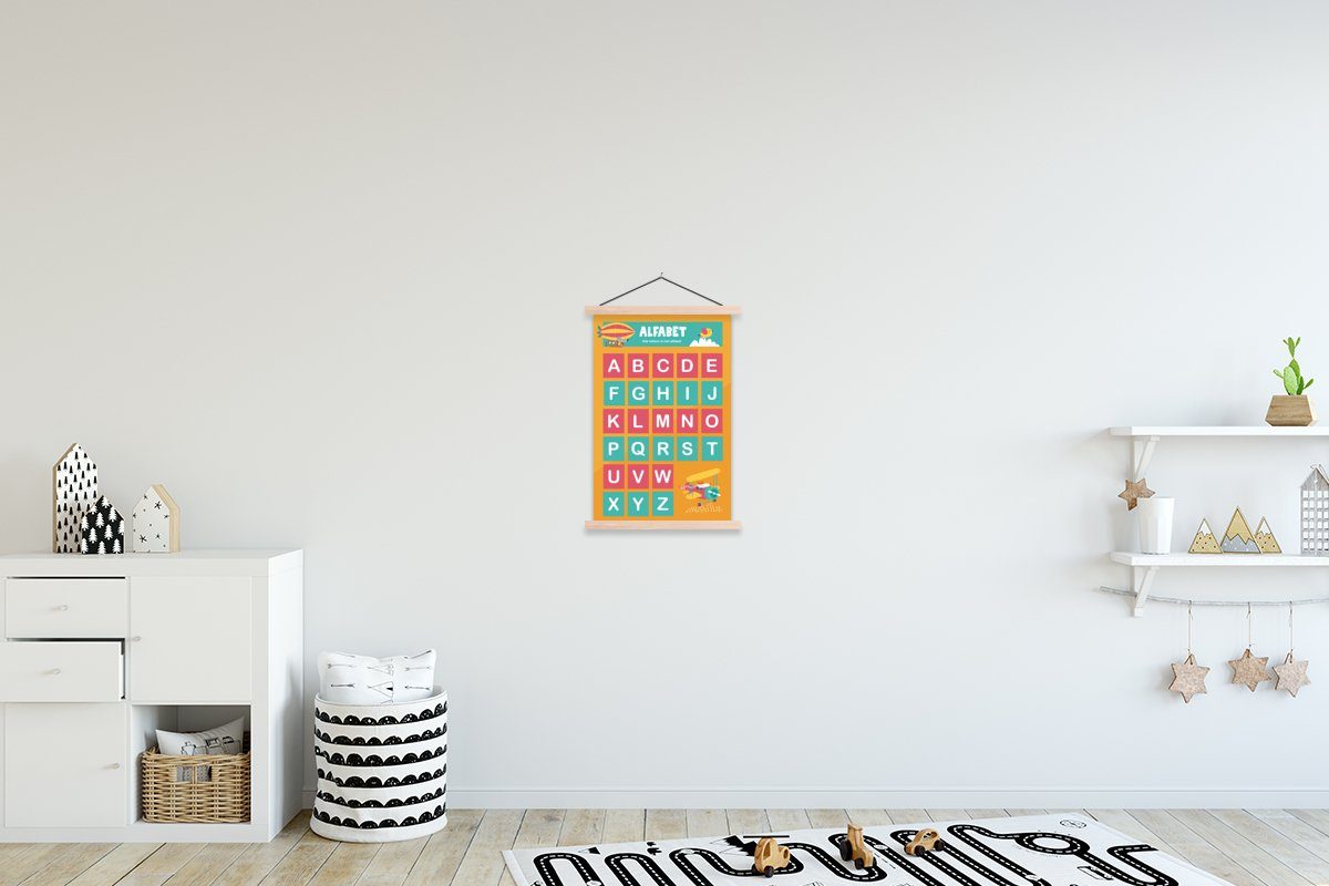 MuchoWow Poster Kinderzimmer - Alphabet - Buchstaben - Mädchen - Jungen - Kinder, (1 St), Posterleiste, Textilposter für Wohnzimmer, Bilderleiste, Magnetisch