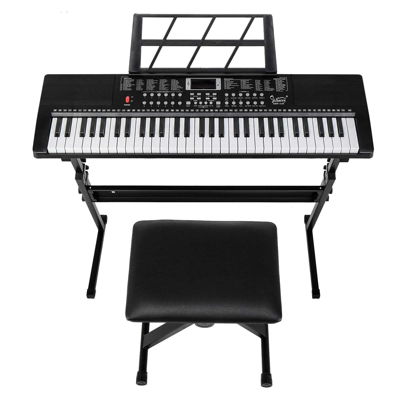 HT Digitalpiano Keyboard Piano 61 Tasten, Digital Piano mit Keyboardständer, 3 Lernmodi für Anfänger