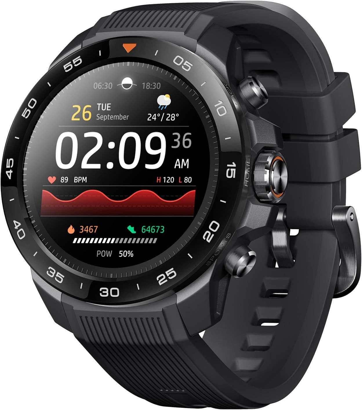Mibro GS Explorer S Black Smartwatch (3,3 cm, Android iOS), Outdoor Sportuhr mit GPS und Tauchfunktionen für Abenteuer