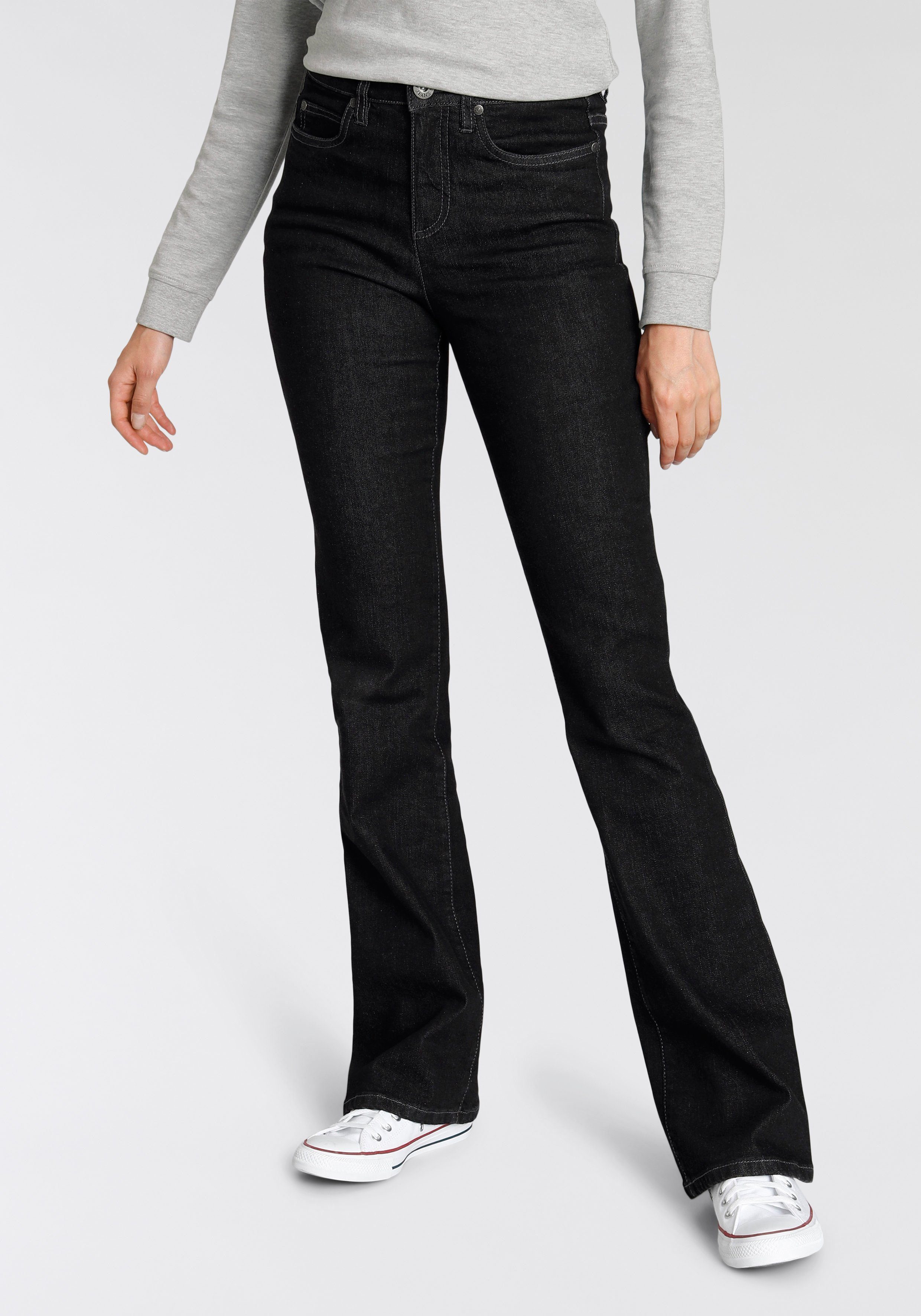 Arizona Waist Comfort-Fit High Bootcut-Jeans black