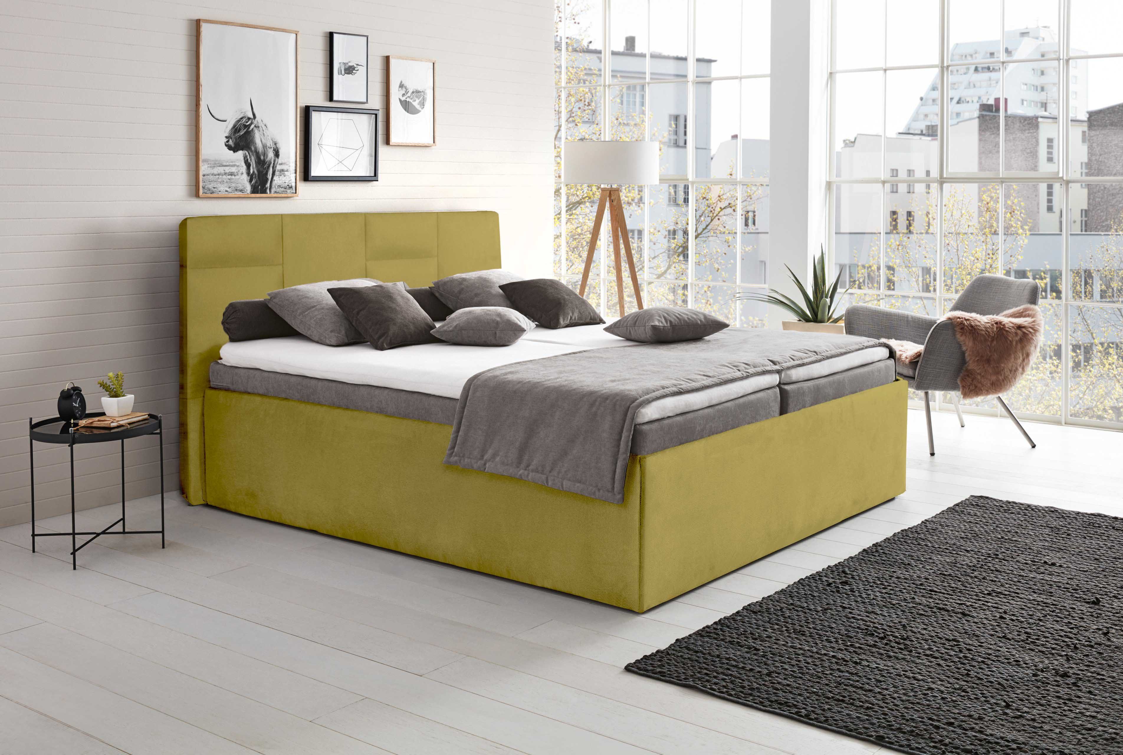 Halmon Schlafkomfort Betten Polsterbett Damas (Seitenhöhe 32cm, Ohne Matratze/Ohne Lattenrost), Komfortliegehöhe