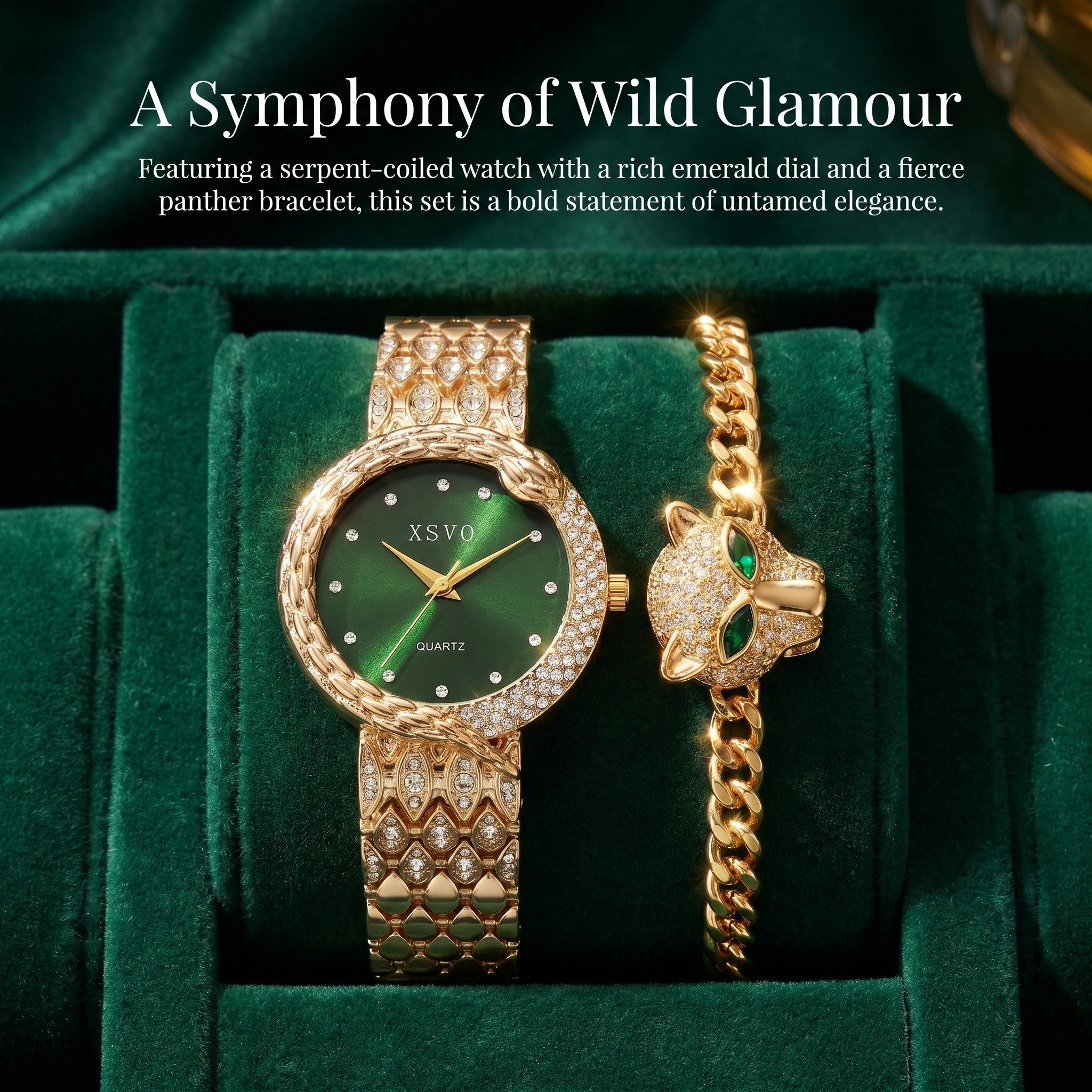 Luckice Quarzuhr Premium Damen Schmuckset mit Quarz-Armbanduhr & klassisches Armband, (36mm Edelstahl-Zifferblatt mit Zirkonia-Steinen, Exklusives Geschenkset für Frauen, 2-tlg., Muttertag/Valentinstag/Weihnachten in Präsentbox)