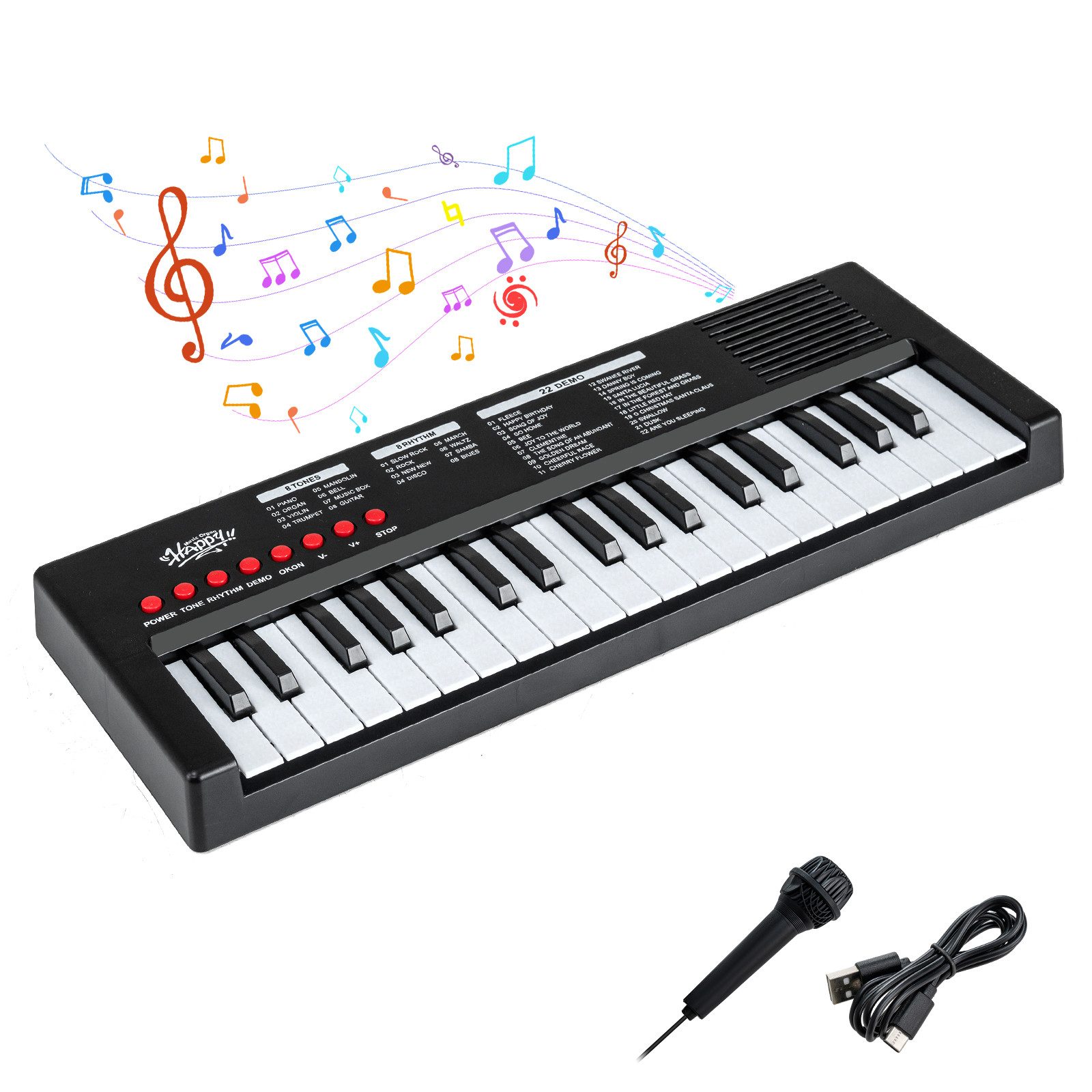 COSTWAY Home-Keyboard (1-St), Kinder Klavier Keyboard, 37 Tasten E-Piano, tragbar