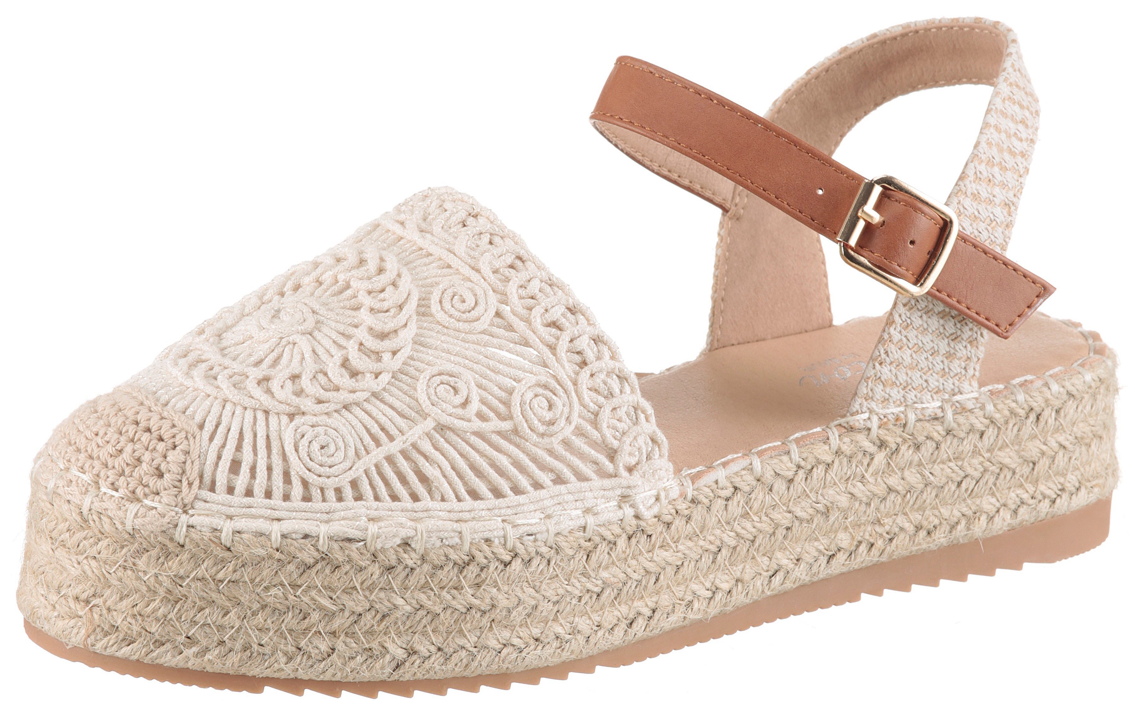 Aniston SHOES Plateausandale Häkel-Sandale, Sommerschuh, Urlaubsschuh - NEUE KOLLEKTION