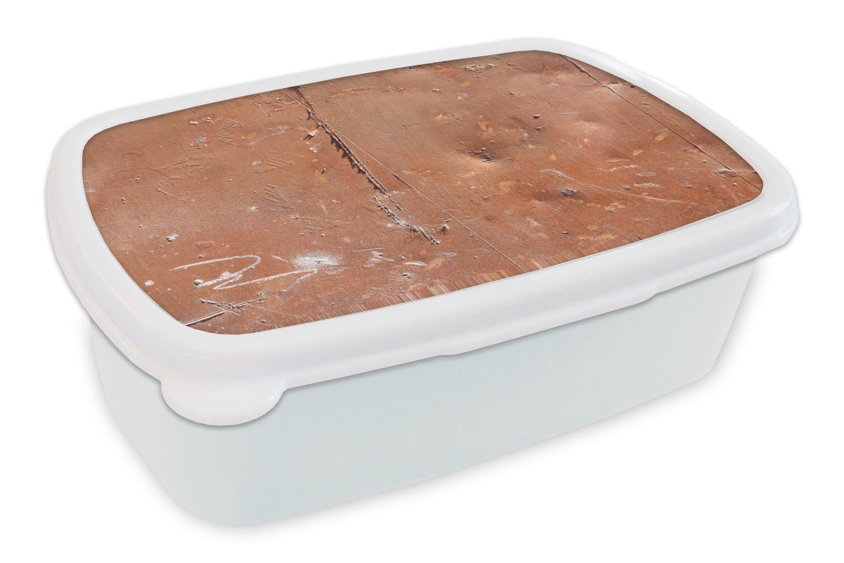MuchoWow Lunchbox Metall - Rost - Vintage, Kunststoff, (2-tlg), Brotbox für Kinder und Erwachsene, Brotdose, für Jungs und Mädchen weiß | Lunchboxen