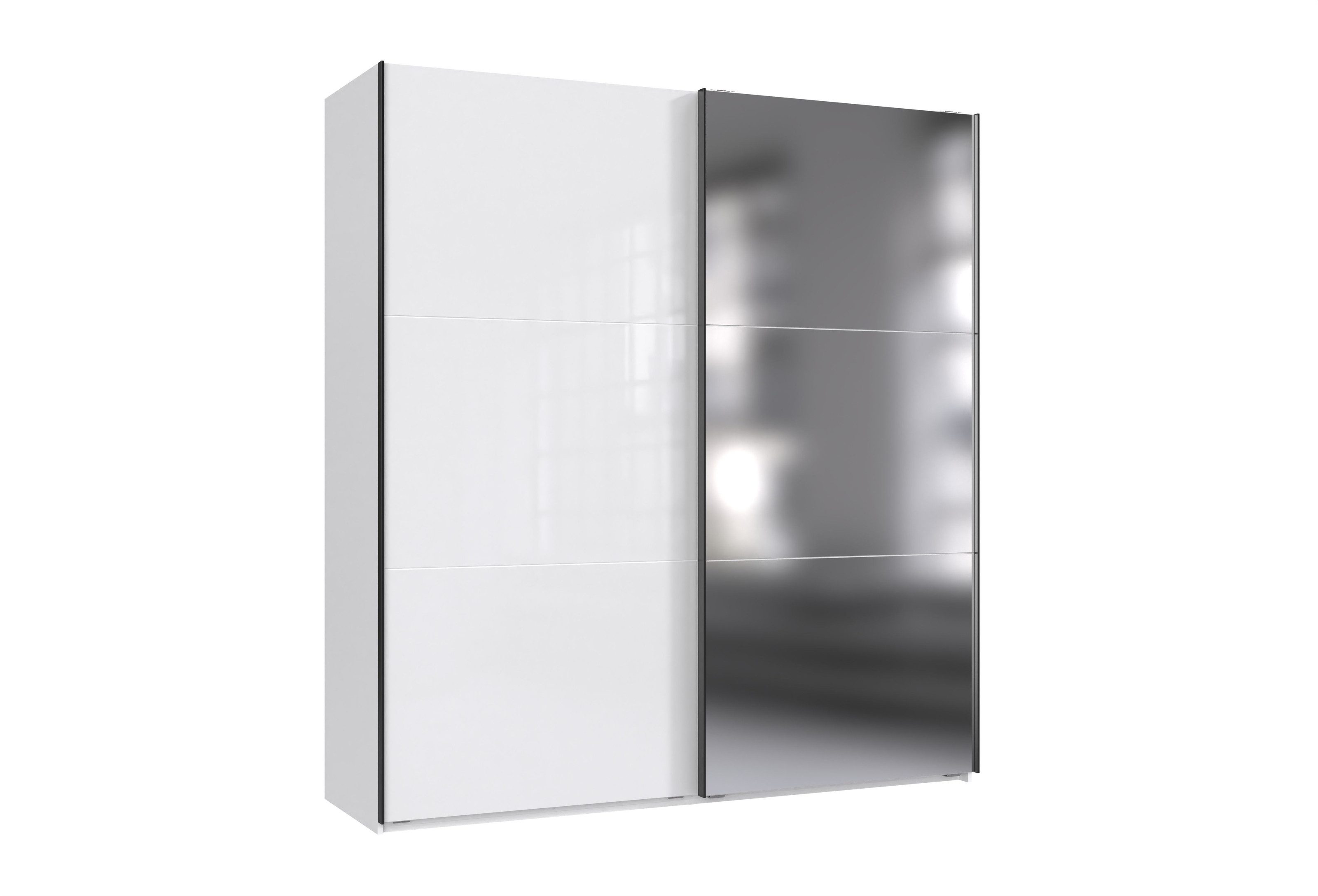 freiraum Schwebetürenschrank indiana C in WEISS + GLAS / SPIEGEL - 200x216x65cm (BxHxT)