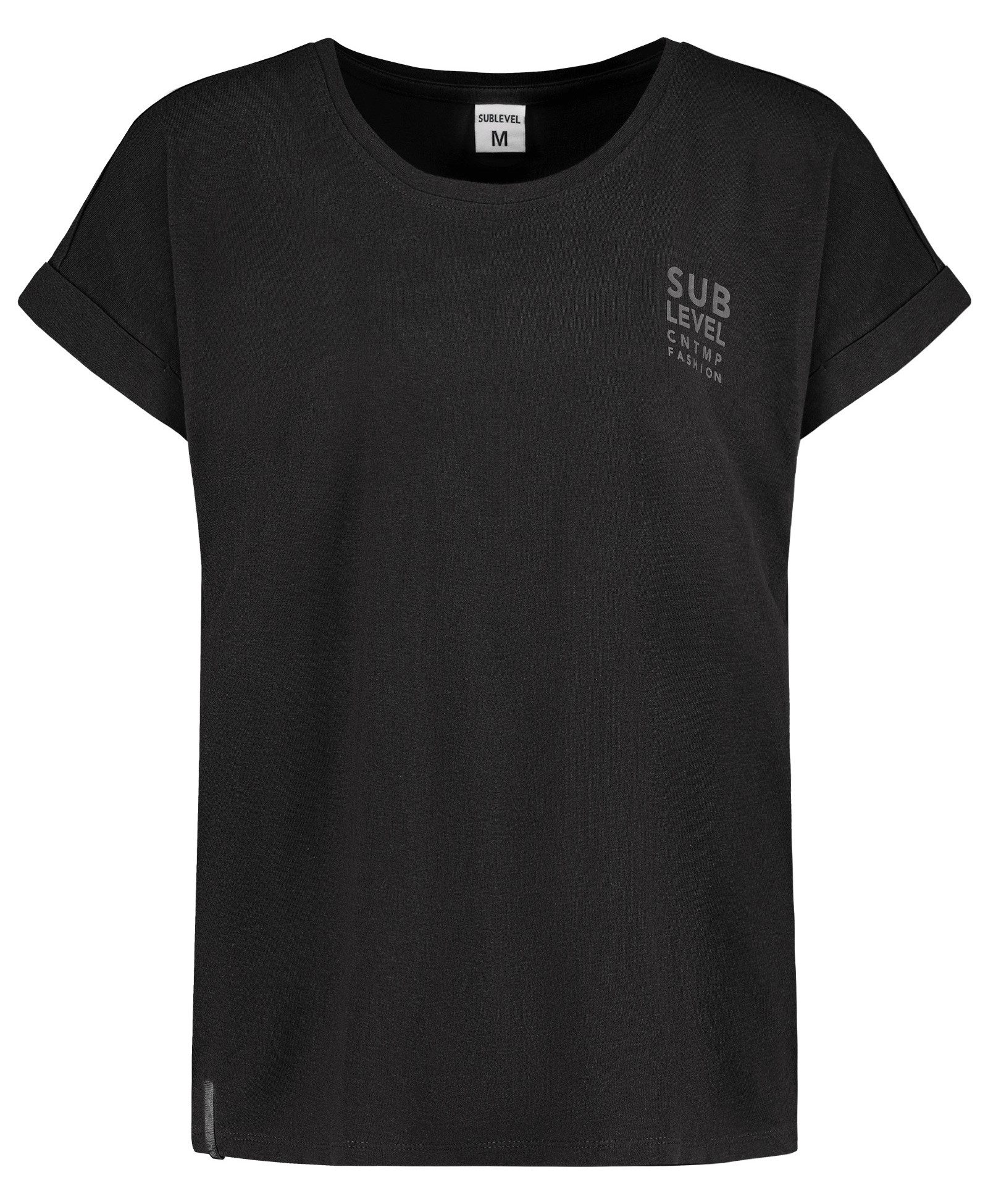 SUBLEVEL T-Shirt Damen Shirt Turn-Up Ärmel Weiches Basic Shirt Rundhals Kur günstig online kaufen
